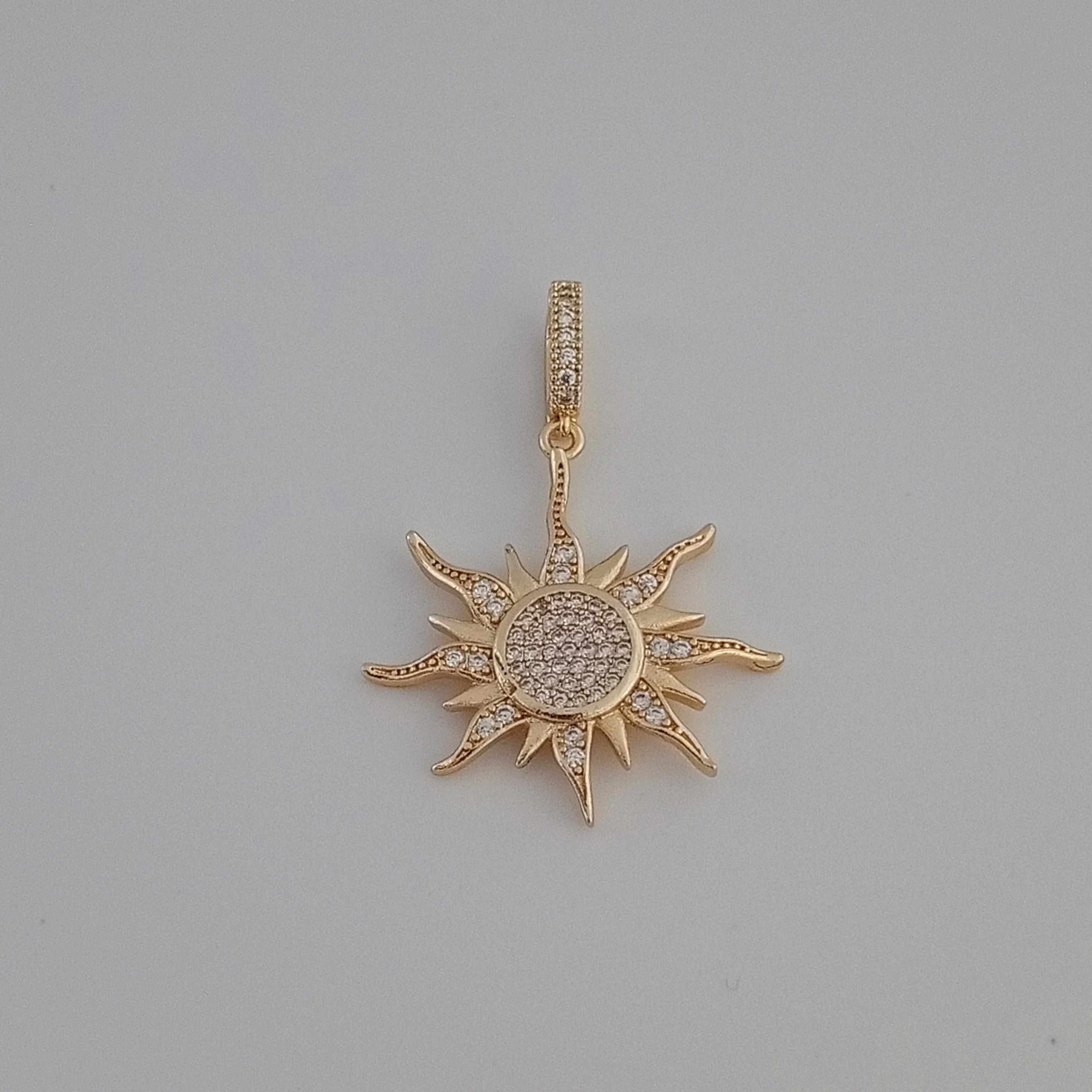 Gold Pirinç Zirkon Taşlı Güneş Charm