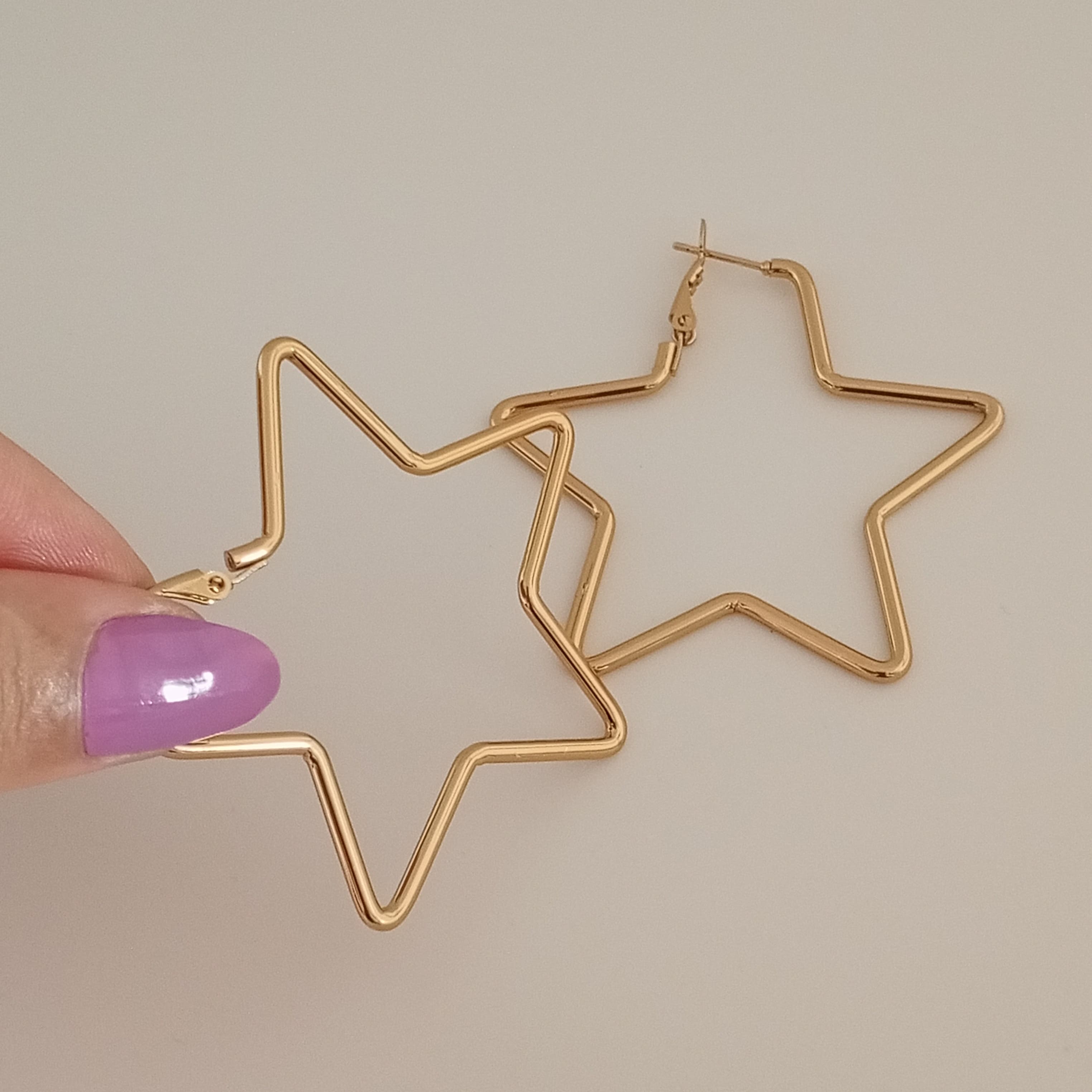 Çelik Gold yıldız Küpe 5cm