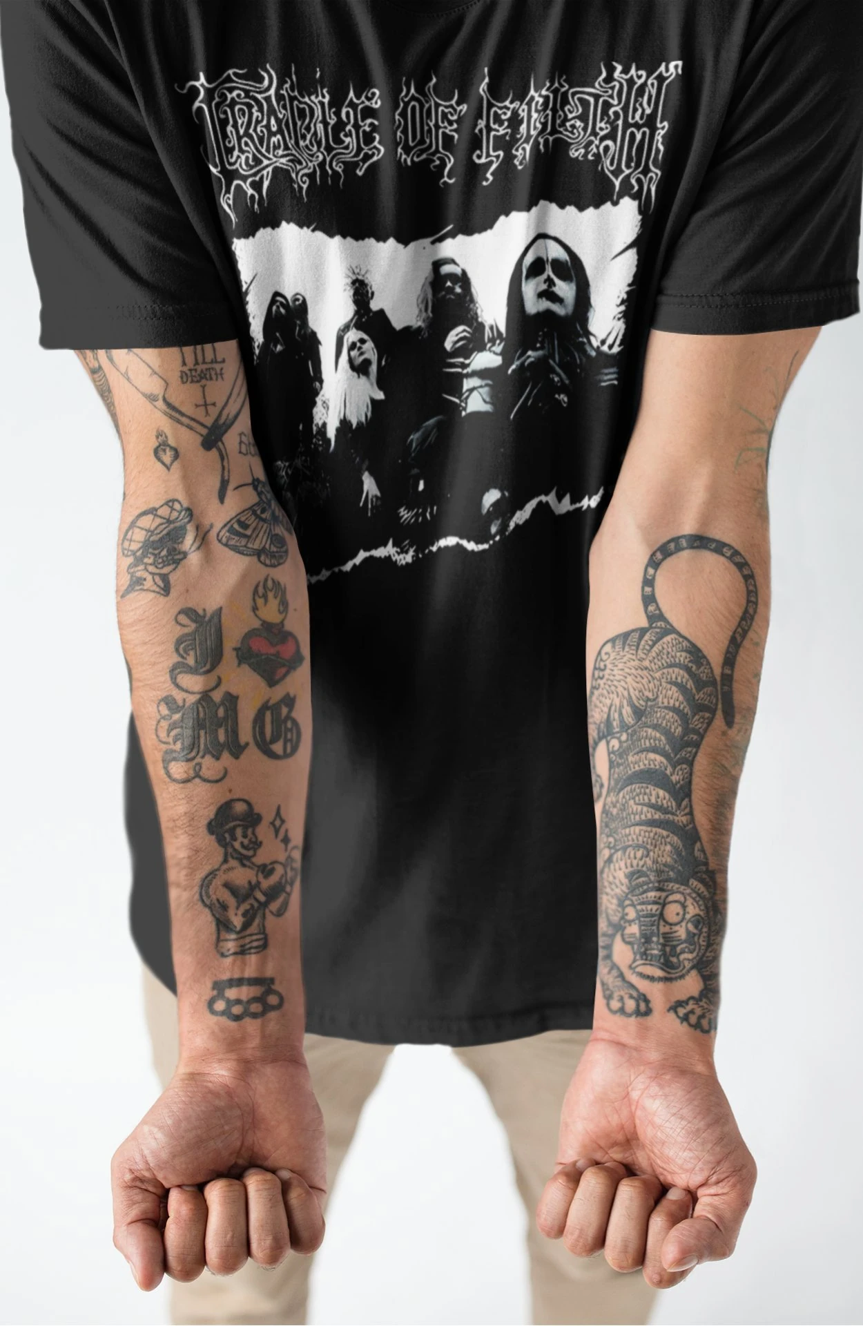 Unisex Cradle Of Filth Yazılı Tişört, Oversize Rock Band Temalı Bisikl