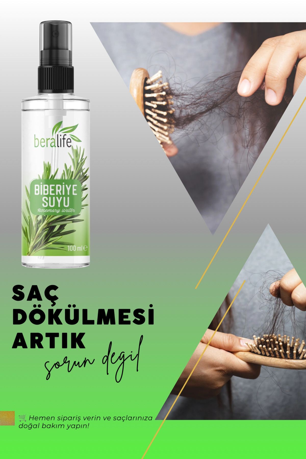 Biberiye Suyu Dökülme Karşıtı Ve Saç Uzamasını Destekleyici Saç Toniği %100 Doğal Ve Saf 100 ml