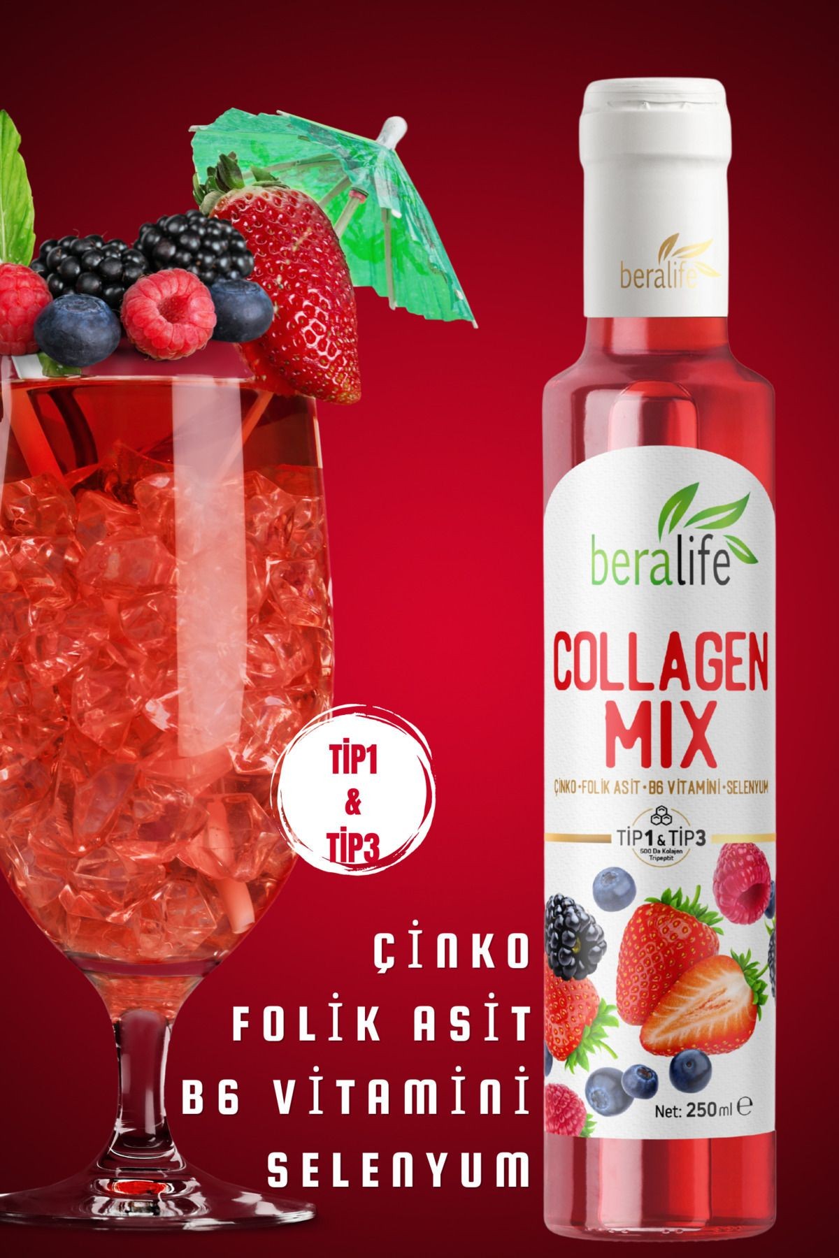 Collagen Mix-Doğal Kolajenli İçecek Tip 1-Tip 3 Kolajen