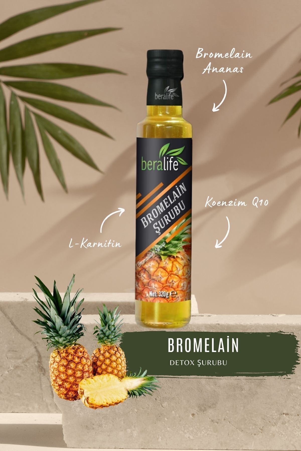 Bromelain Ananas İçeren Detox Şurubu (Koenzim Q10 ve L-Karnitin İlaveli)