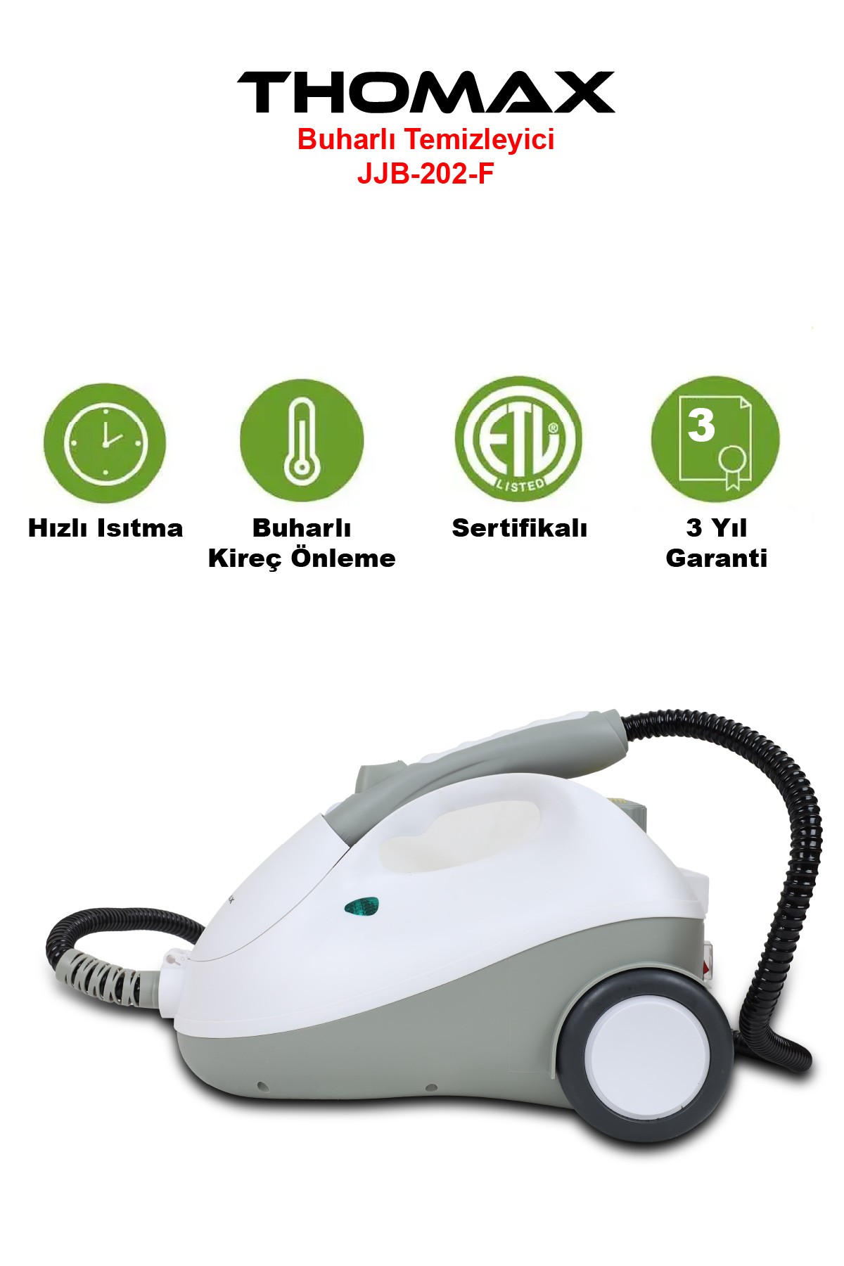 Thomax Çok Fonksiyonlu Buharlı Temizleyici Buharlı Temizlik 2000 Watt 1.9lt