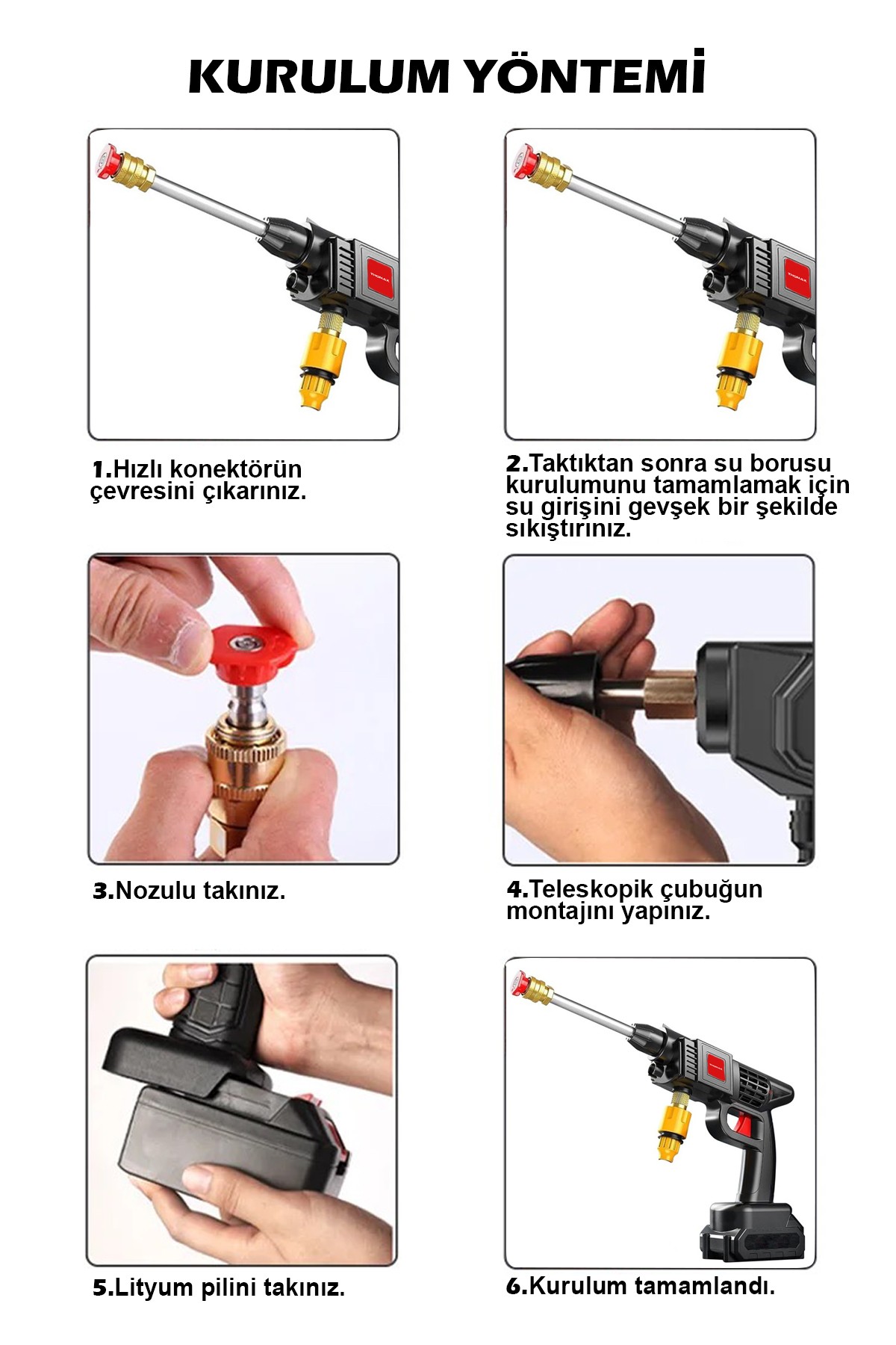 Thomax Şarjlı Ve Yüksek Basınçlı Oto Yıkama Makinesi Ve Sulama Tabancası Bahçe Yıkama Makinesi