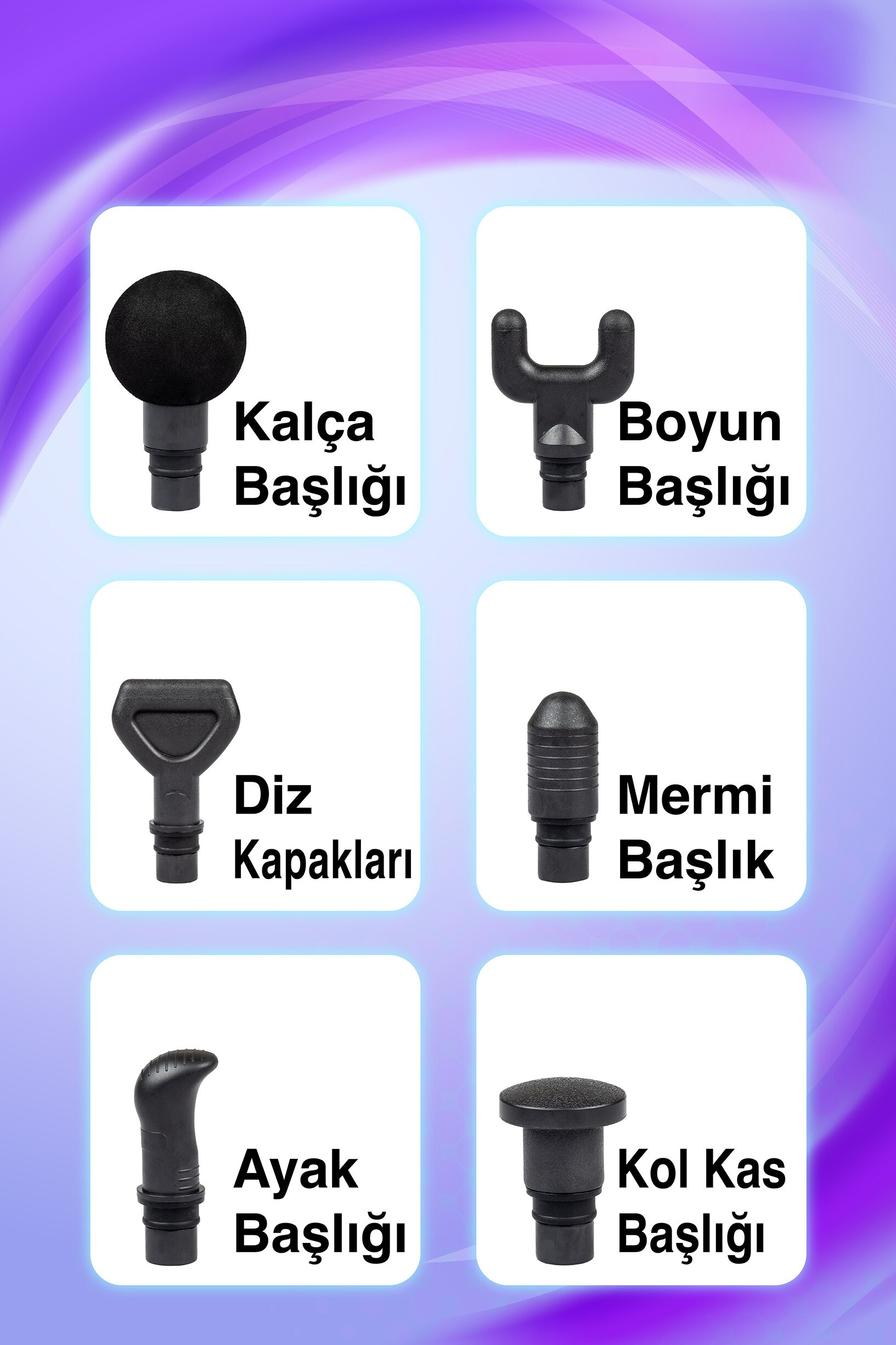 Thomax Masaj Tabancası 6 Başlıklı Profesyonel Masaj Aleti