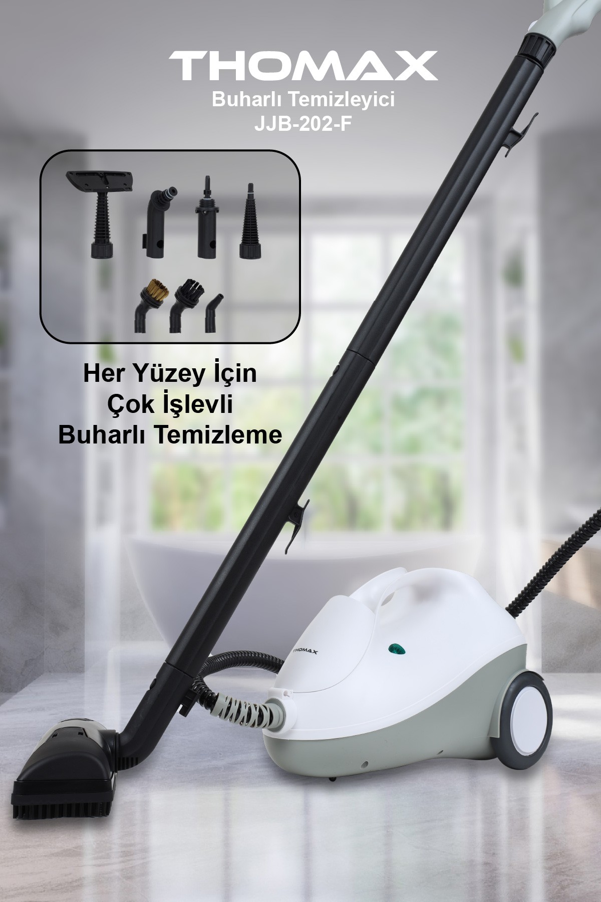 Thomax Çok Fonksiyonlu Buharlı Temizleyici Buharlı Temizlik 2000 Watt 1.9lt