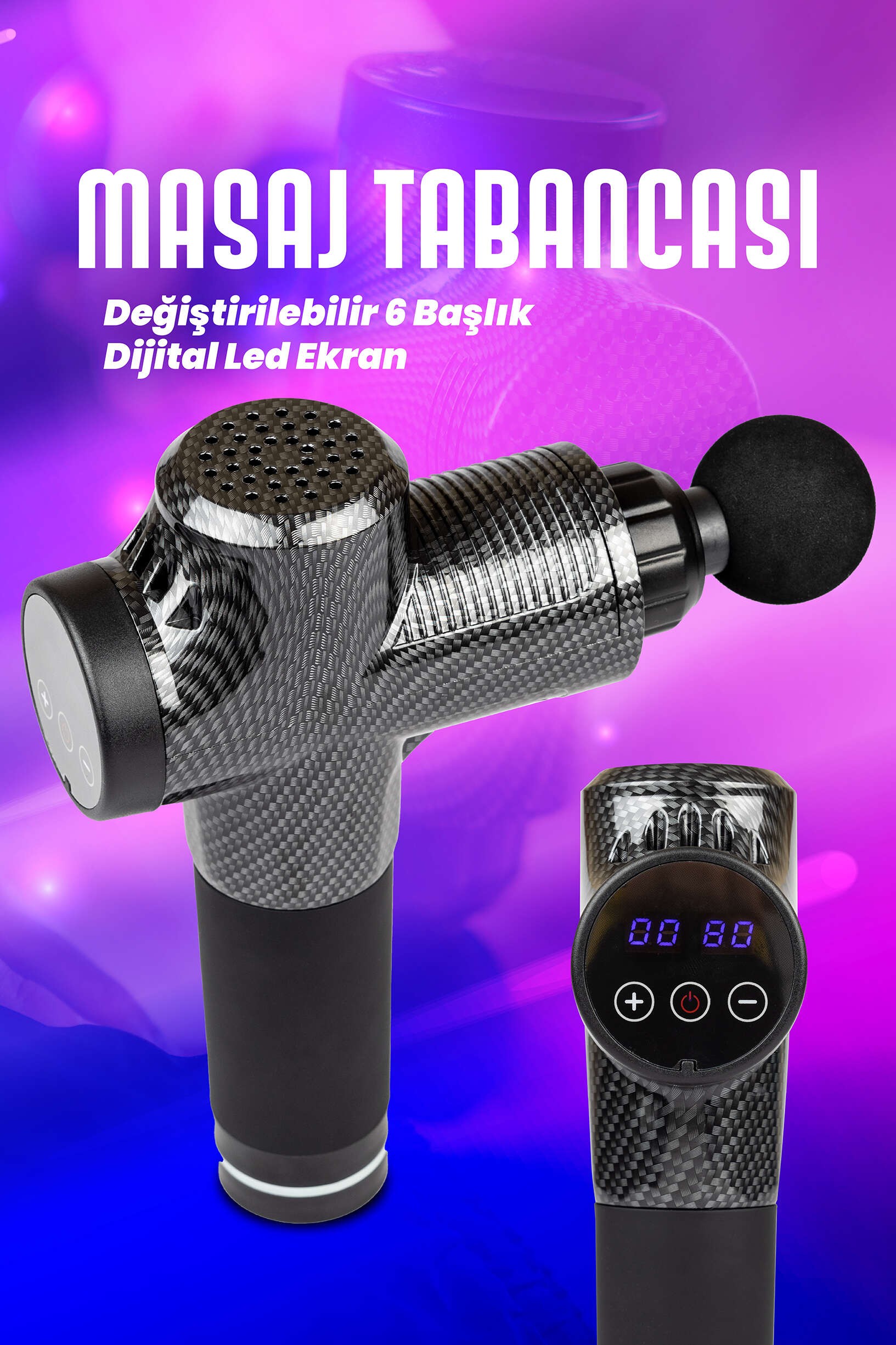 Thomax Masaj Tabancası 6 Başlıklı Profesyonel Masaj Aleti