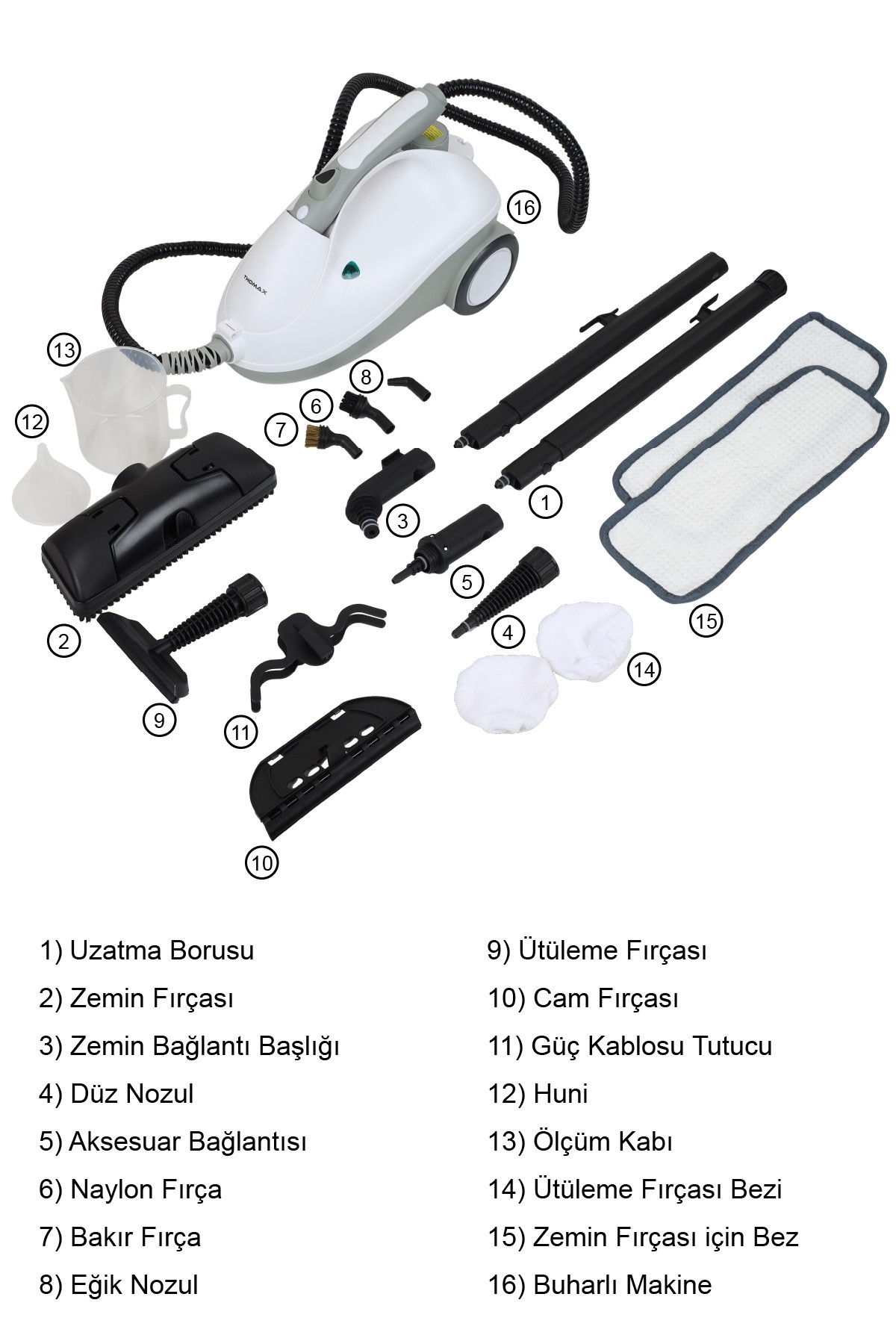 Thomax Çok Fonksiyonlu Buharlı Temizleyici Buharlı Temizlik 2000 Watt 1.9lt