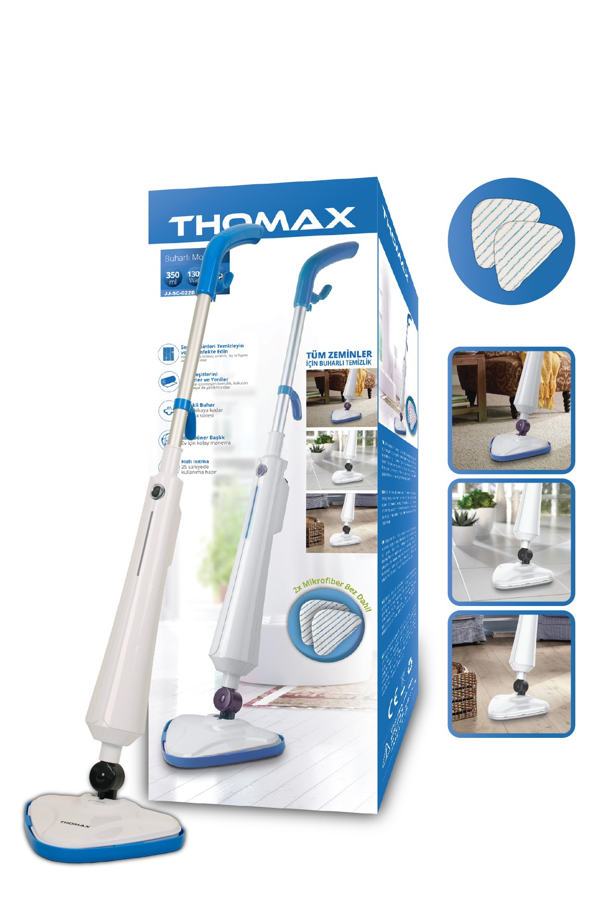 Thomax Antibakteriyel Buharlı Temizleyici Yüksek Buhar Basınçlı Mop