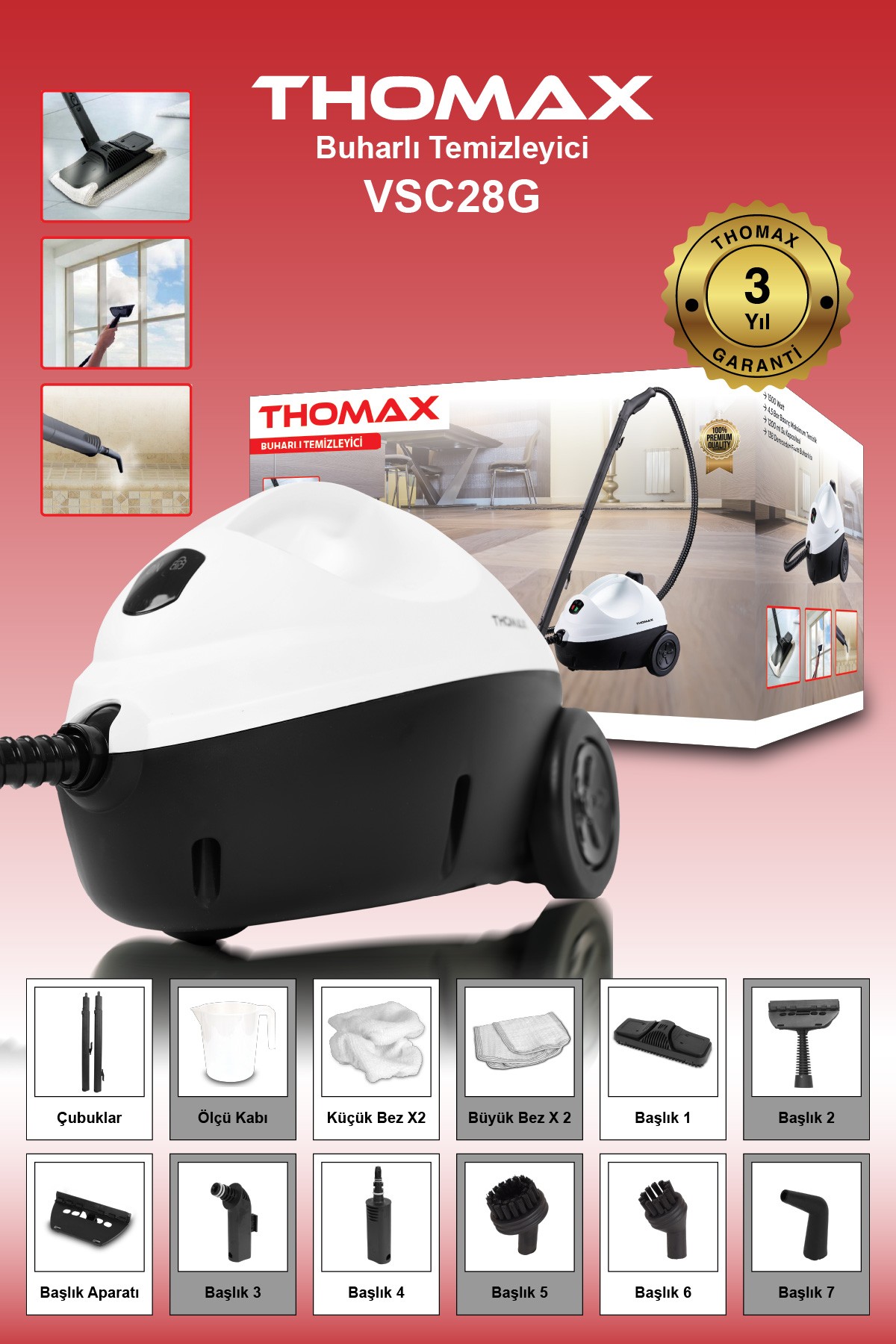 Thomax Vsc28g Çok Fonksiyonlu Buharlı Temizleyici Buharlı Temizlik Makinesi