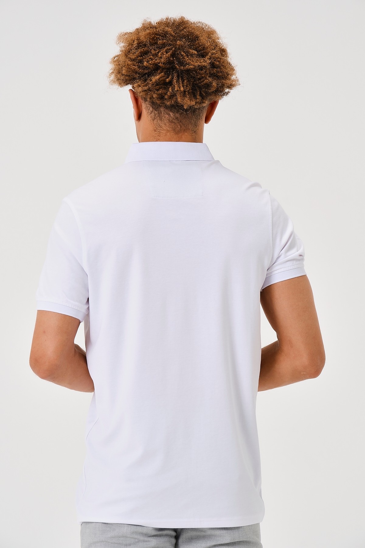 2301294608 SLIM FIT POLO YAKA T-SHIRT - KIRIK AÇIK BEYAZ