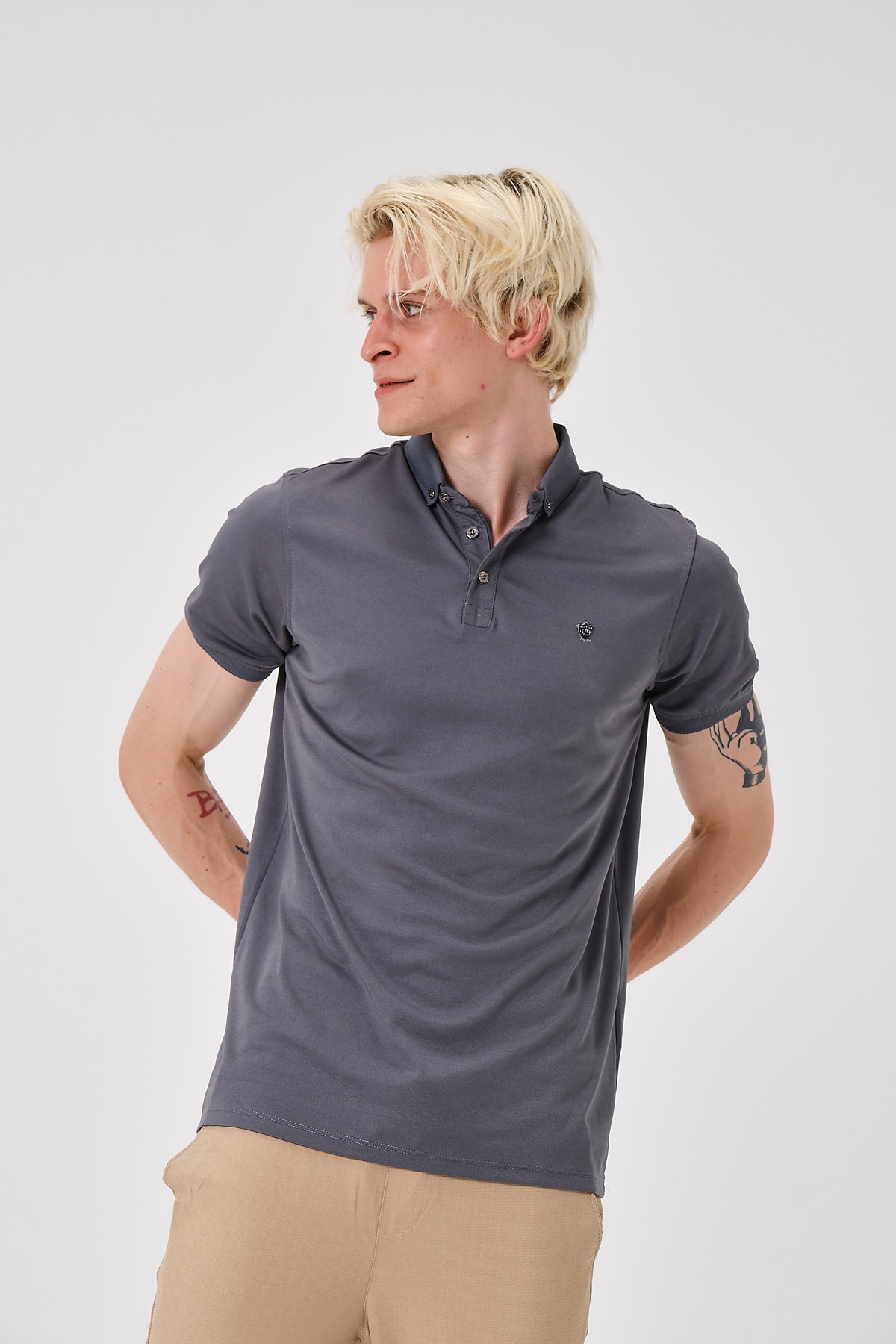 2301294608 SLIM FIT POLO YAKA T-SHIRT - ANTRASİT