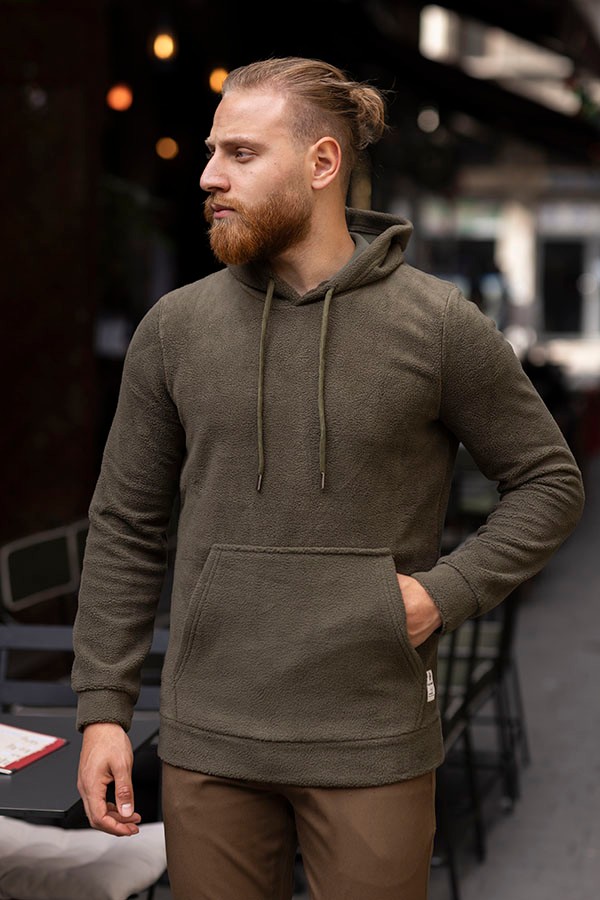 ERKEK SLIM FIT KAPŞONLU POLAR CEPLİ SWEATSHIRT ANTON 5805