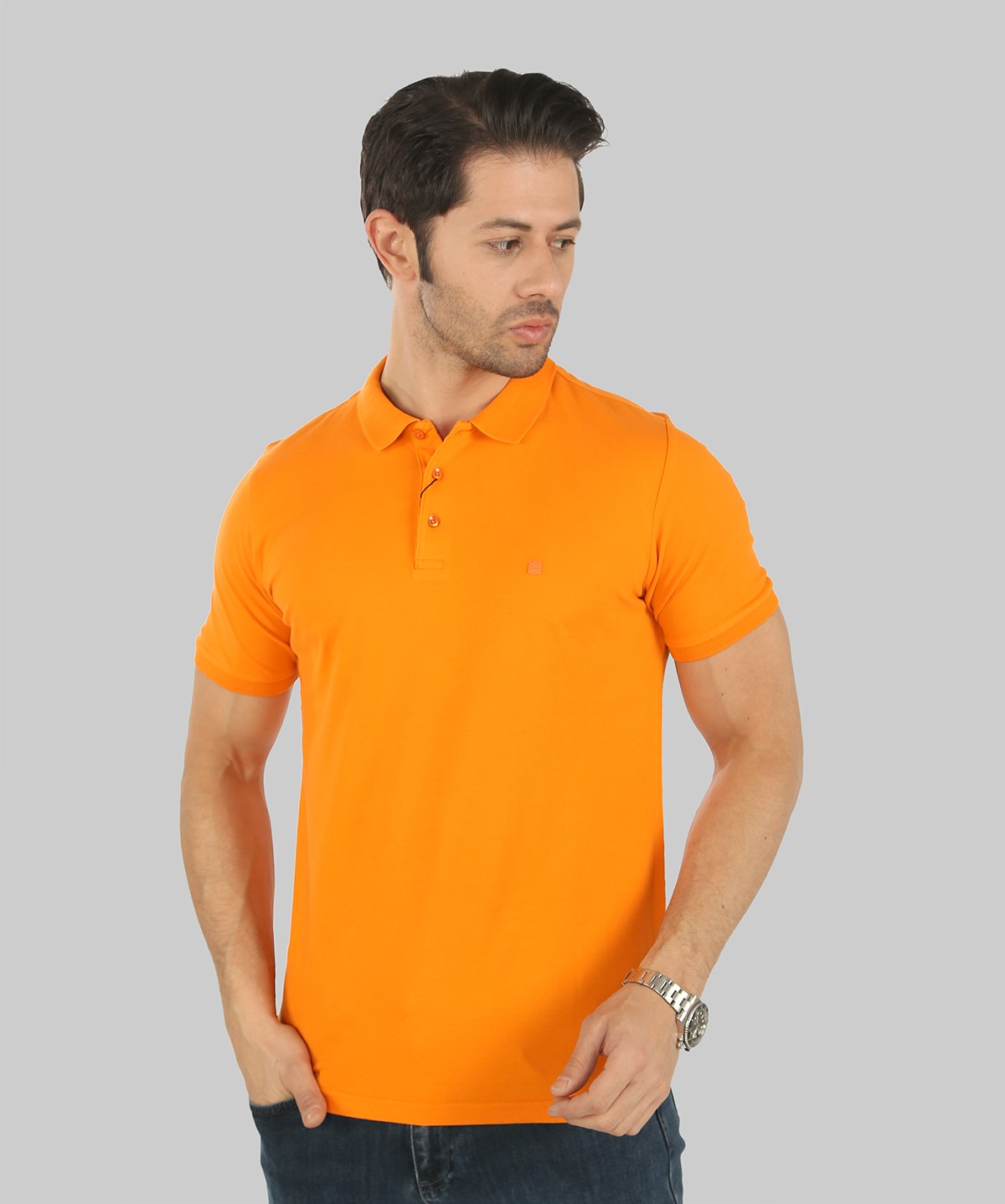 ERKEK PAMUKLU SLIM FIT POLO YAKA T-SHIRT 40100-23 - TURUNCU