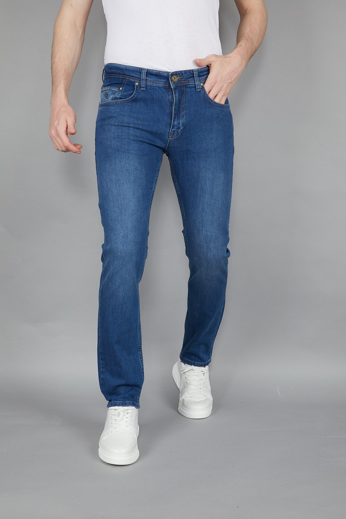 ERKEK LİKRALI SLIM FIT KOT / JEAN PANTOLON 53025 - TİNT MAVİ