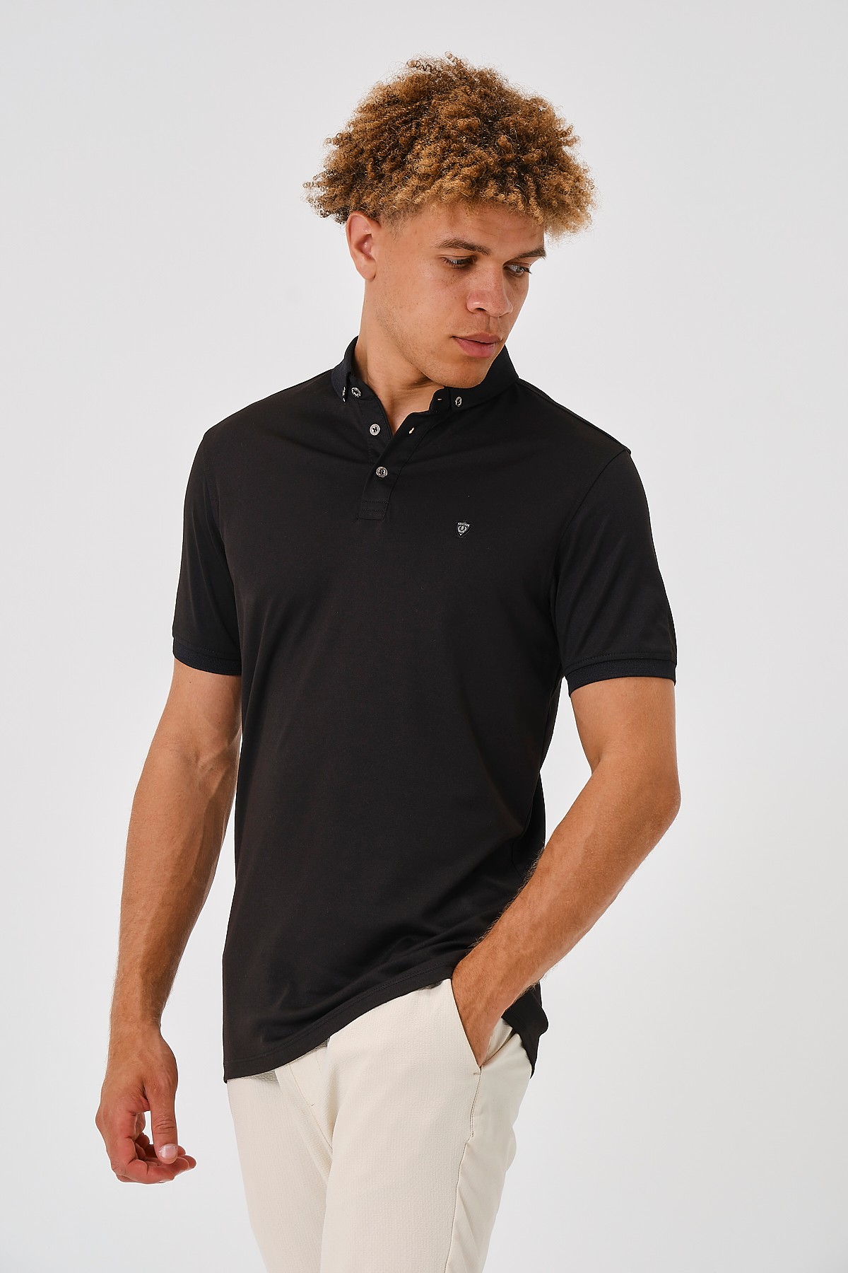 2301294608 SLIM FIT POLO YAKA T-SHIRT - SİYAH