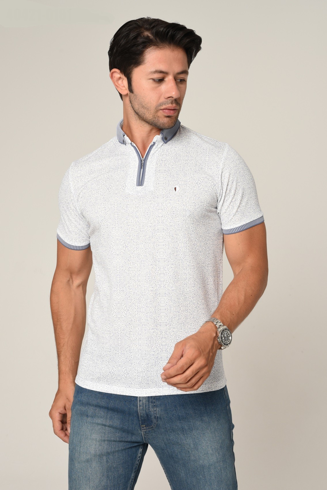 40421 SLIM FIT POLO YAKA T-SHIRT - MOR