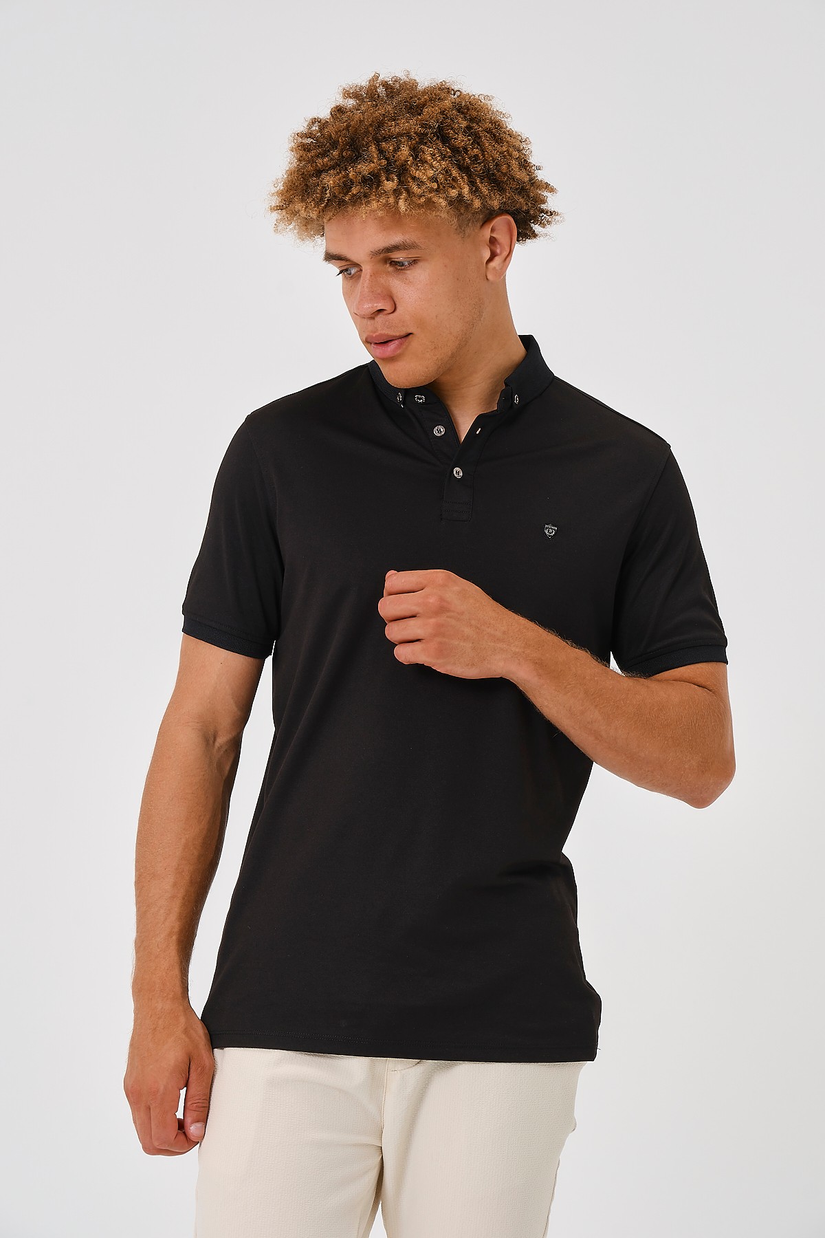 2301294608 SLIM FIT POLO YAKA T-SHIRT - SİYAH