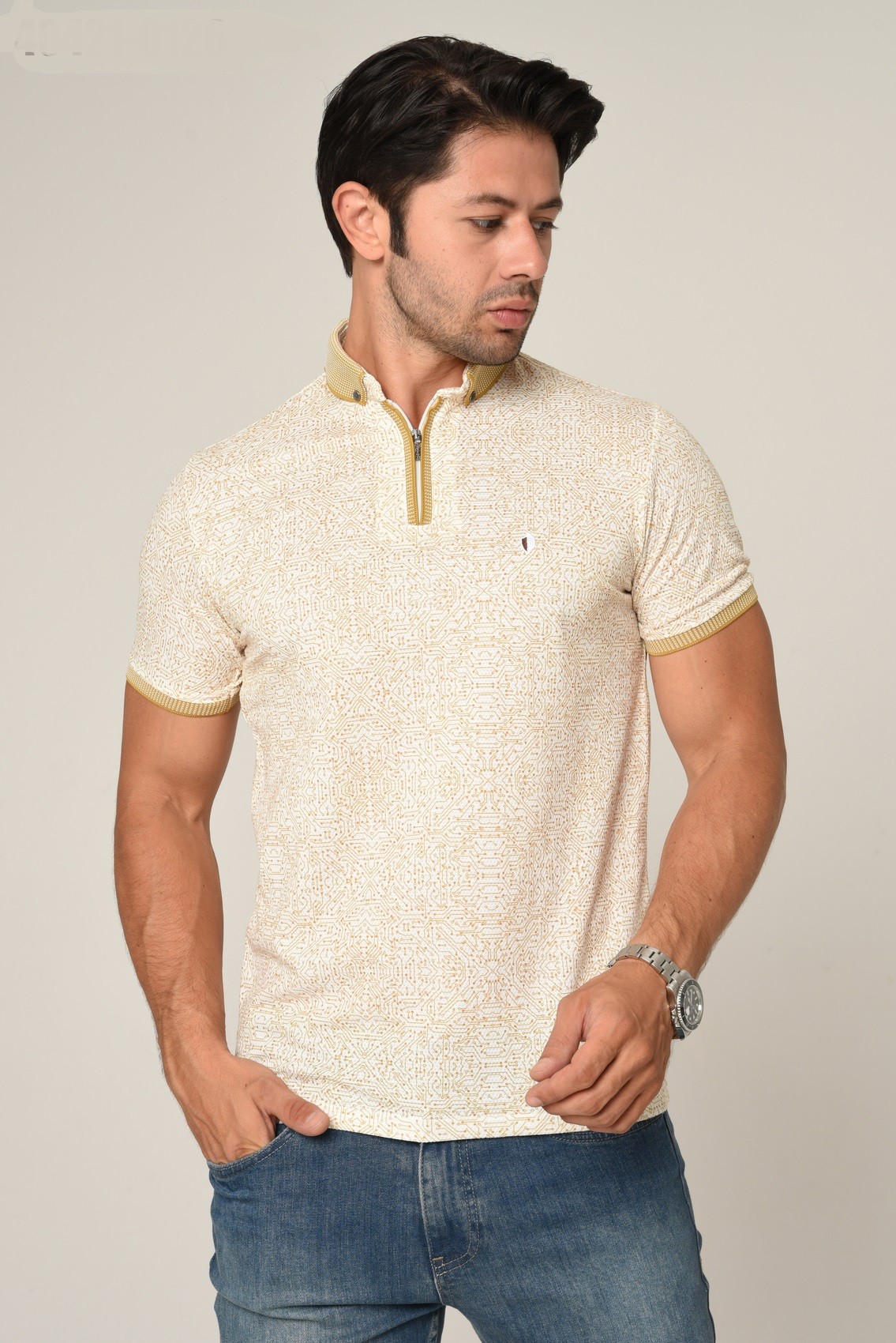 40421 SLIM FIT POLO YAKA T-SHIRT - TABA