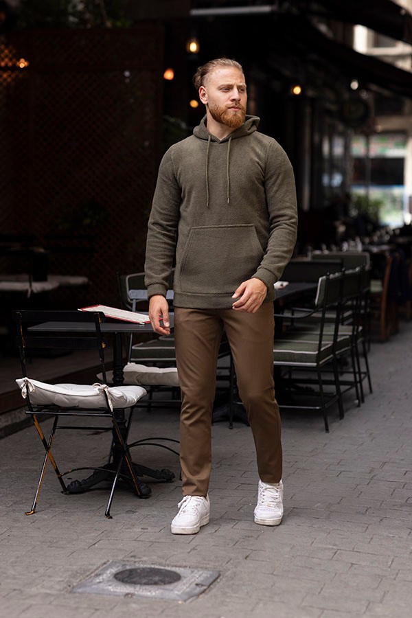 ERKEK SLIM FIT KAPŞONLU POLAR CEPLİ SWEATSHIRT ANTON 5805