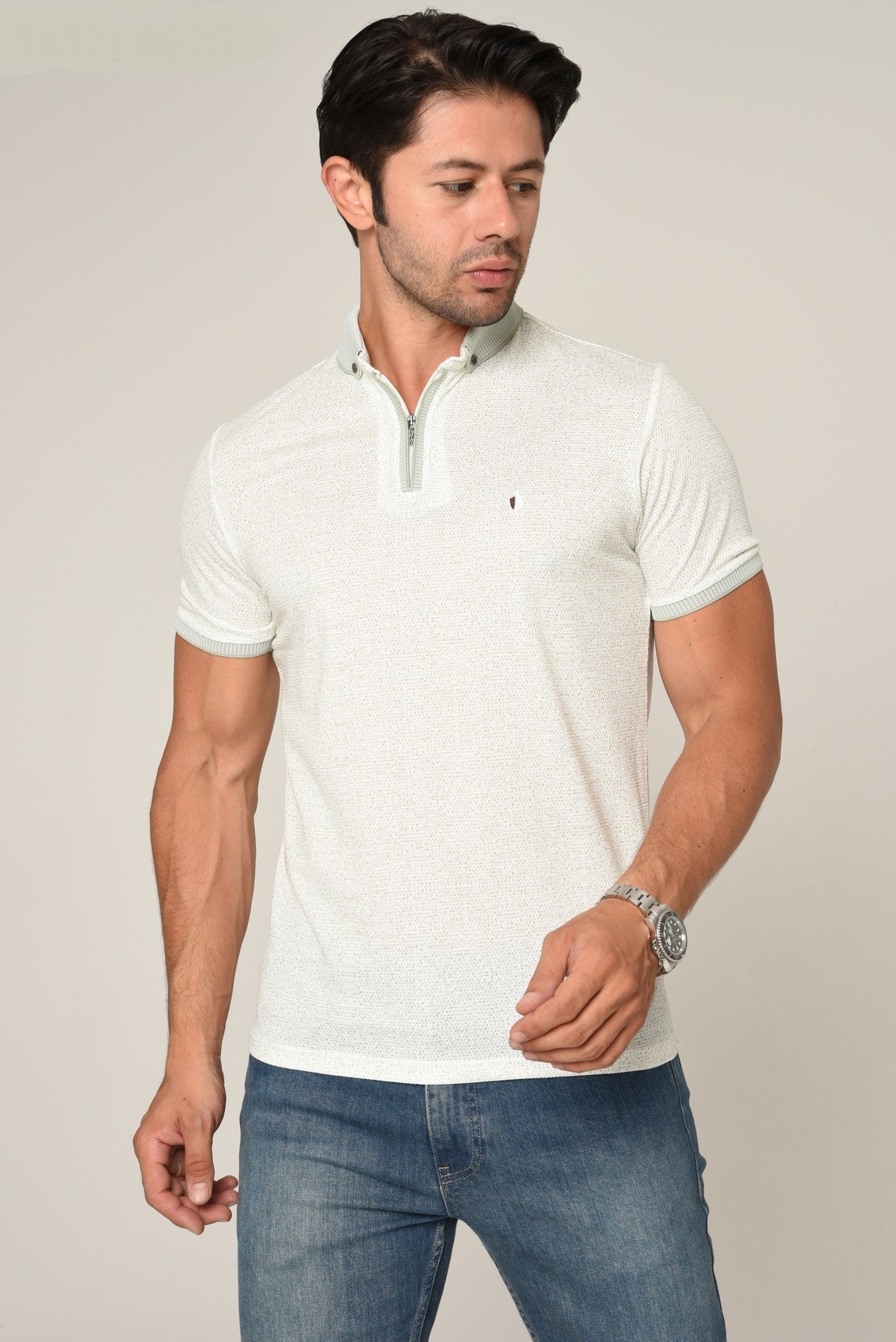 40421 SLIM FIT POLO YAKA T-SHIRT - HAKİ