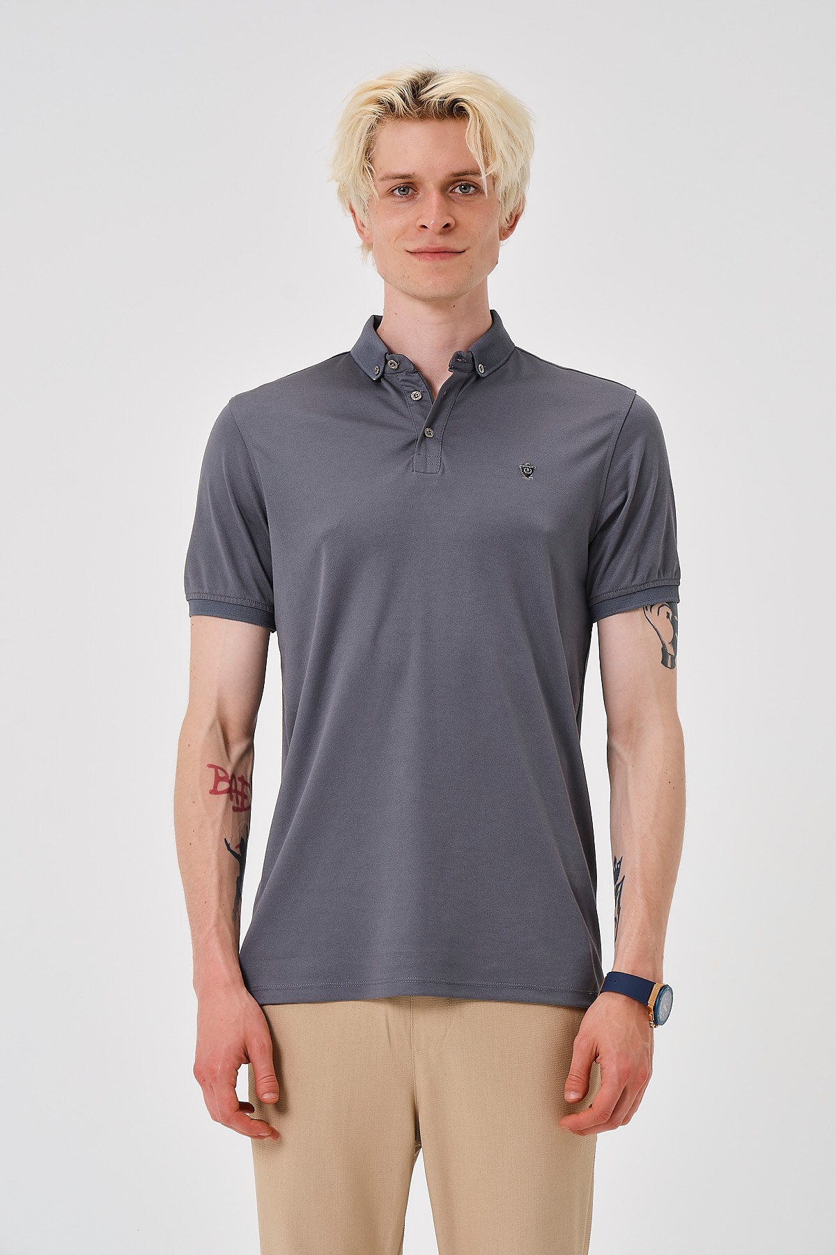 2301294608 SLIM FIT POLO YAKA T-SHIRT - ANTRASİT