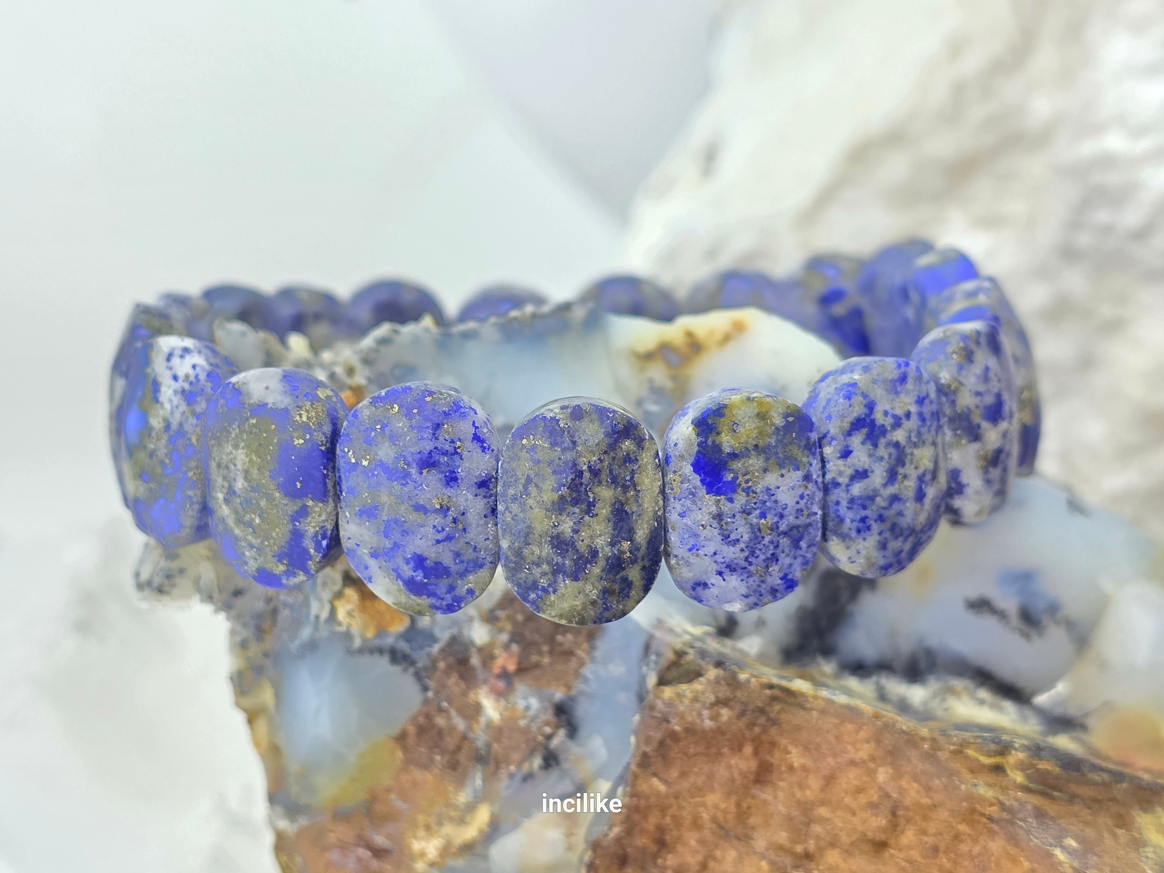 İncilike Lapis Lazuli Doğaltaş Bileklik Rolex Kesim Kadın / Erkek 
