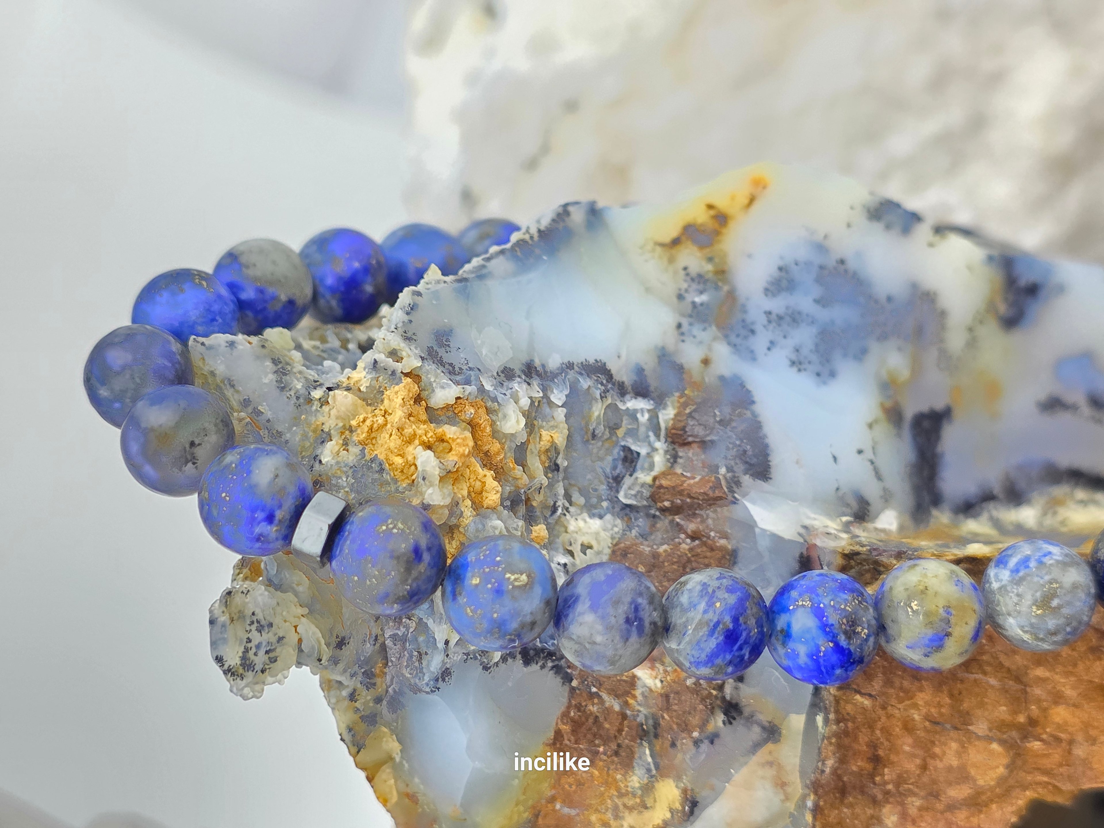 İncilike Tesbih Lapis Lazuli Hematit Kaplan Gözü 6 mm