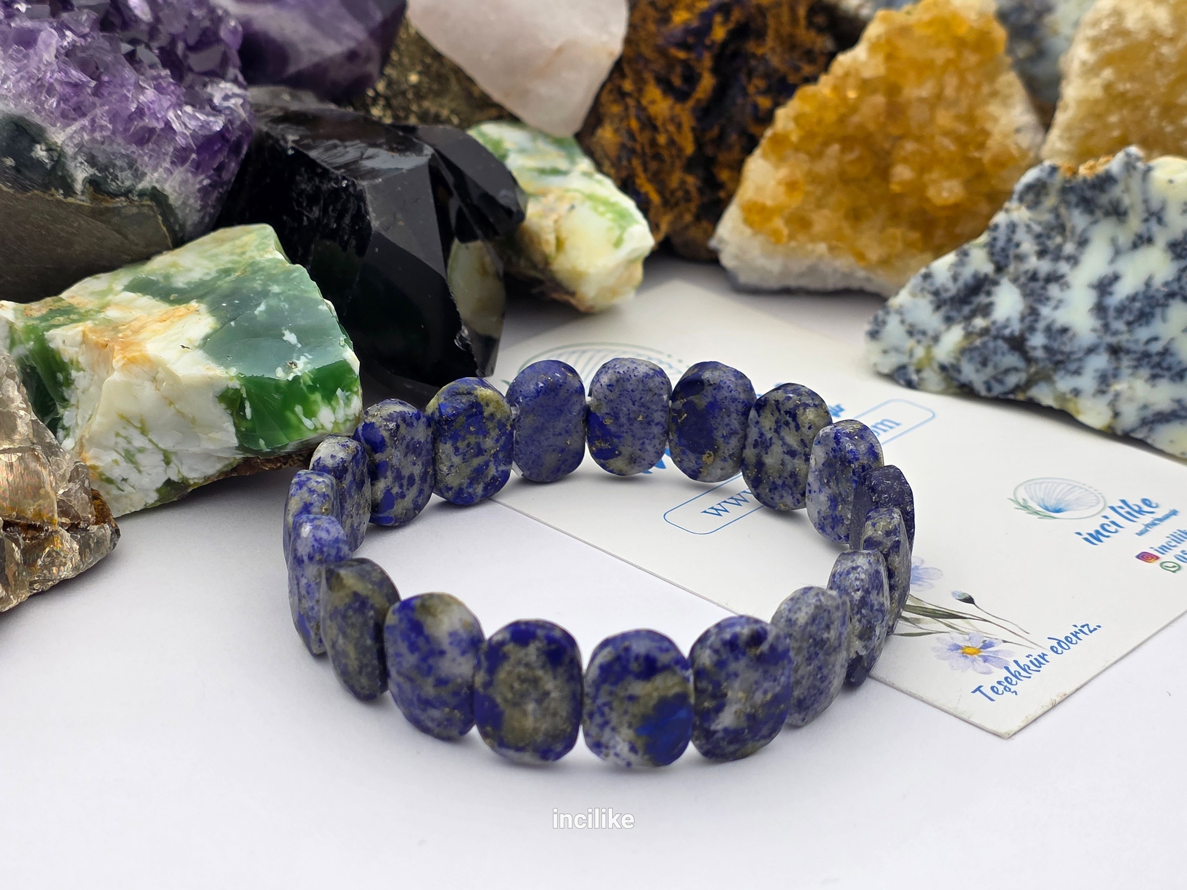İncilike Lapis Lazuli Doğaltaş Bileklik Rolex Kesim Kadın / Erkek 