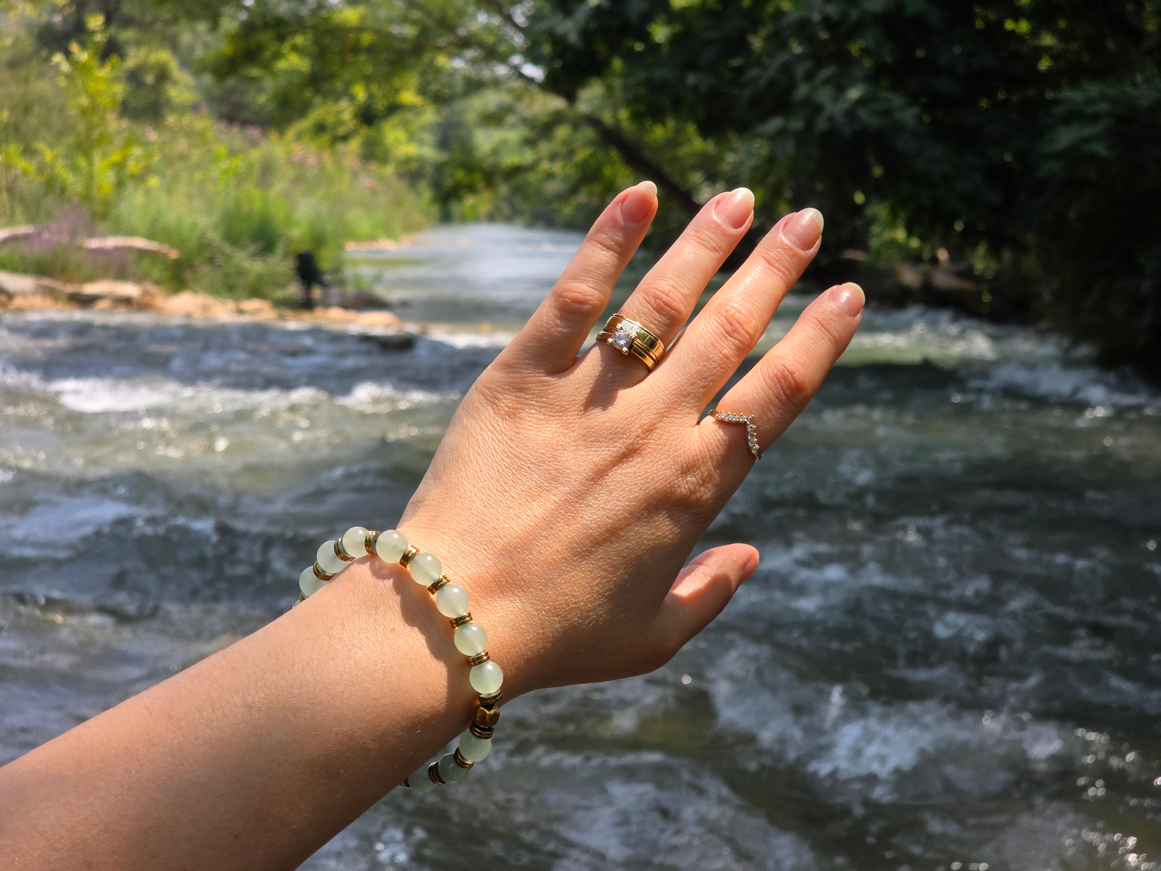 İncilike Aventurin ( şans ) Doğaltaş + Hematit Kadın Bileklik 8 mm