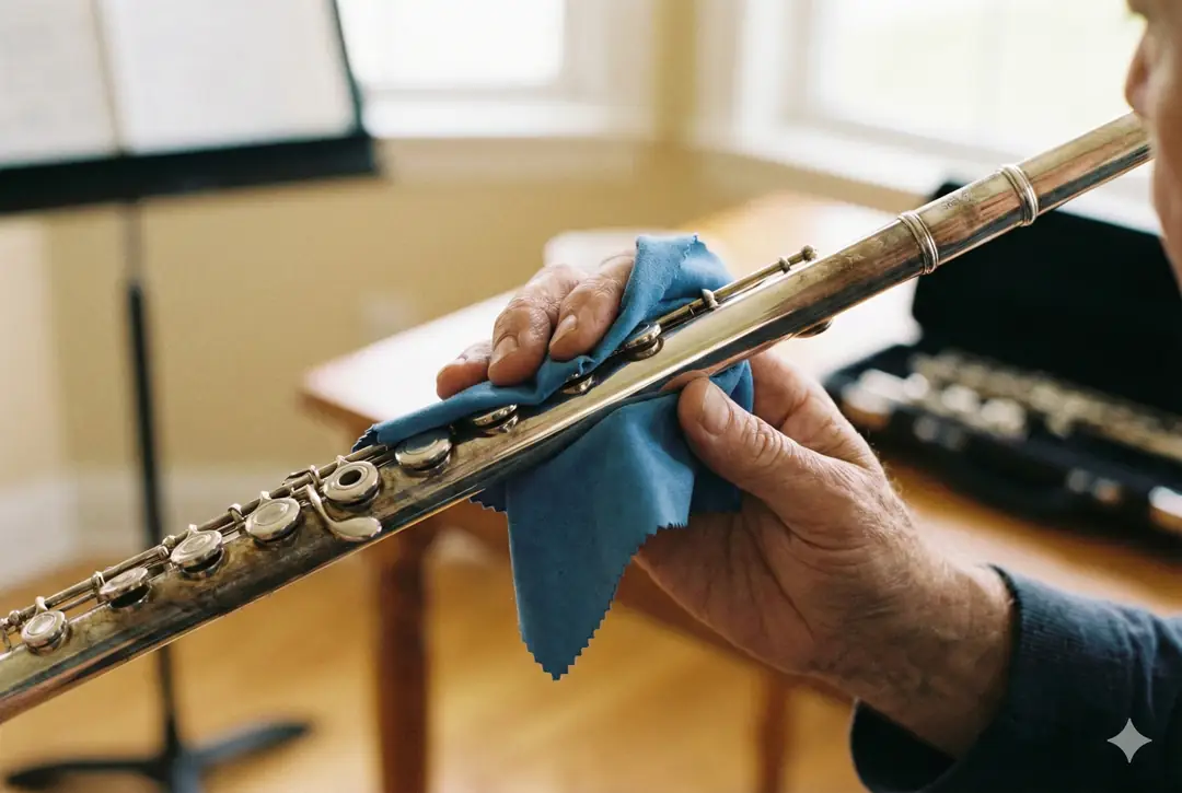 Lekelenmiş yan flüt temizleniyor