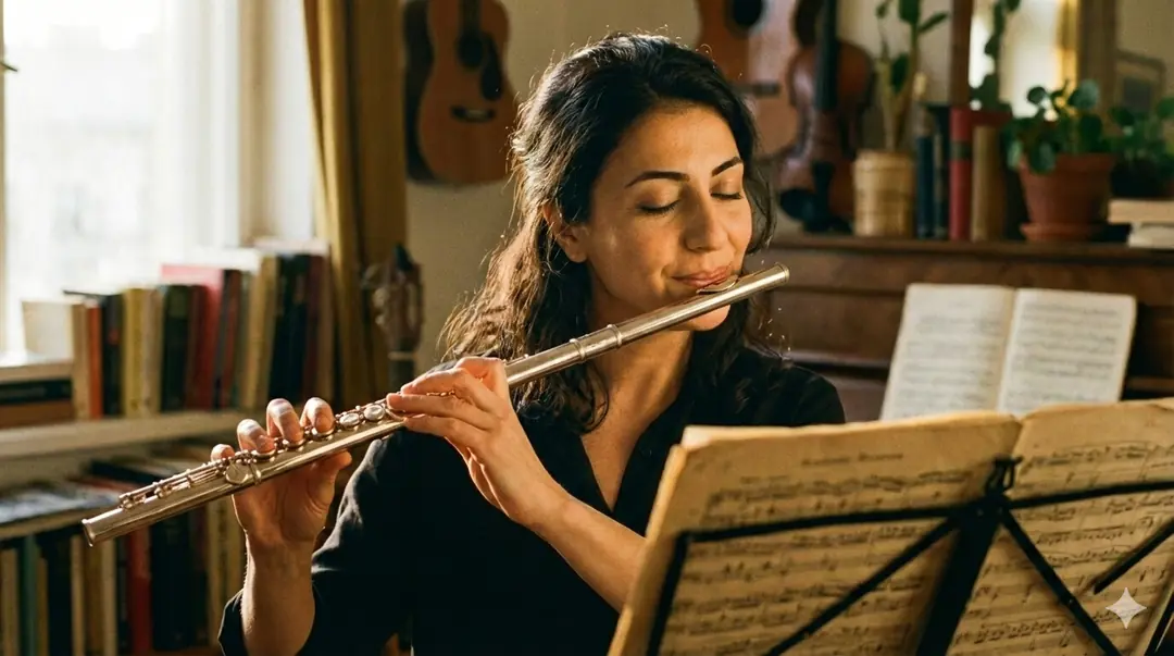 Yamaha YFL211 Modelini çalan bir müzisyen