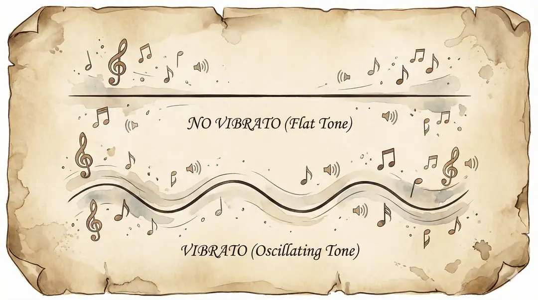 Ses dalgasını düz (Flat Tone) ve vibrato (Oscillating Tone) olarak anlatan bir görsel