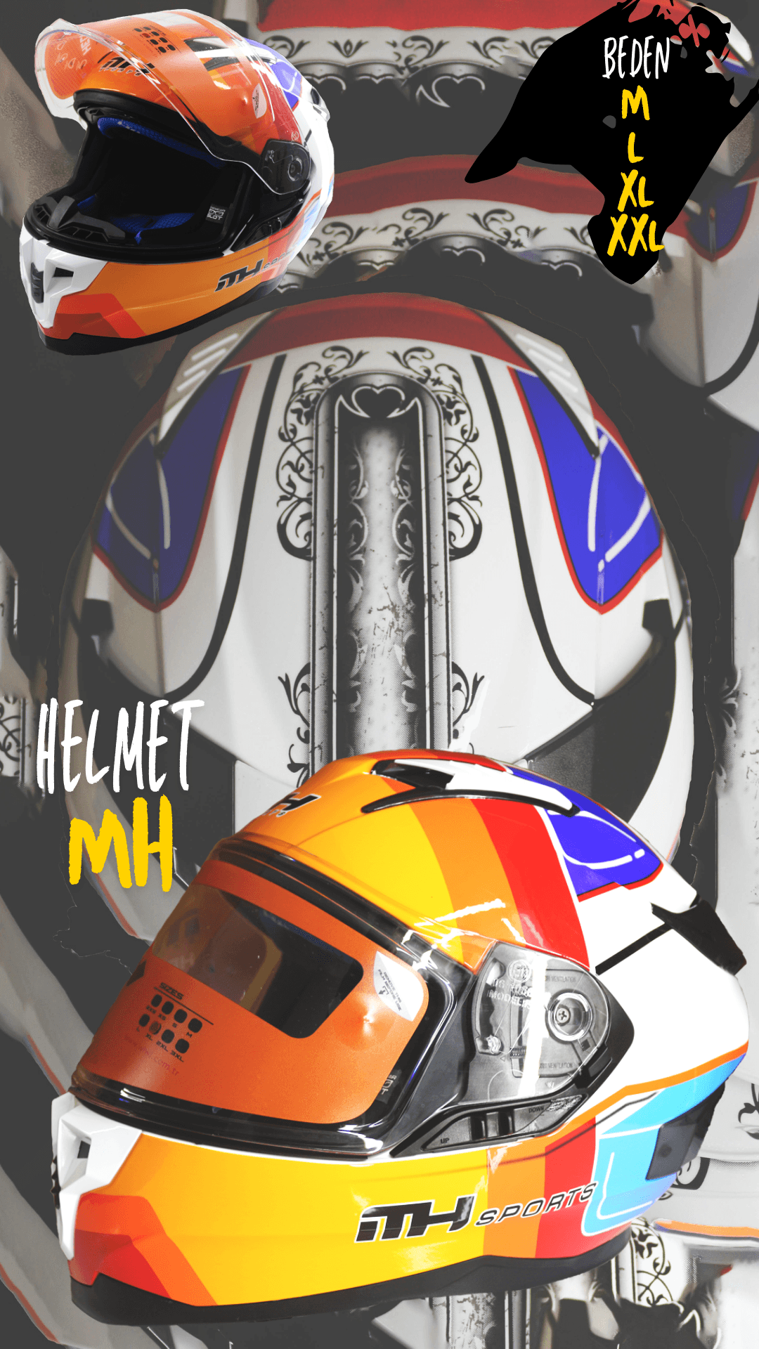 CHALLANGER ÜST SEGMENT PROFESYONEL FULLFACE KAPALI MOTOSİKLET KASKI GÜNEŞ GÖZLÜKLÜ MH HELMETS