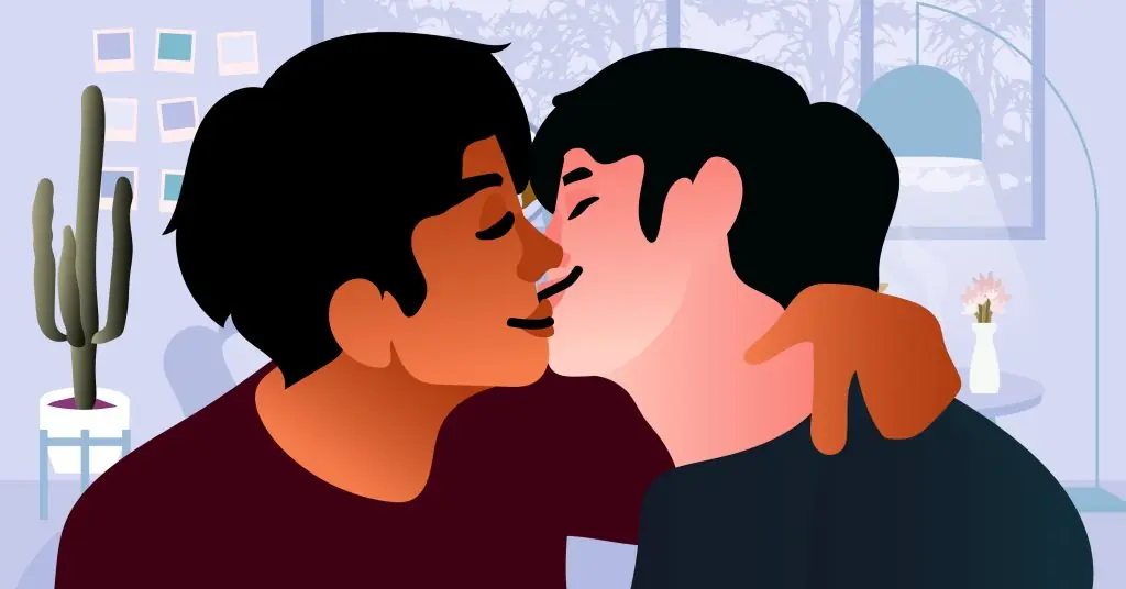 Birbirine sıkıca sarılarak dudaktan öpüşen çift, yakın temas.