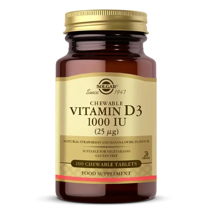 SOLGAR VITAMIN D3 CHEWABLE 1000 IU 100 ADET