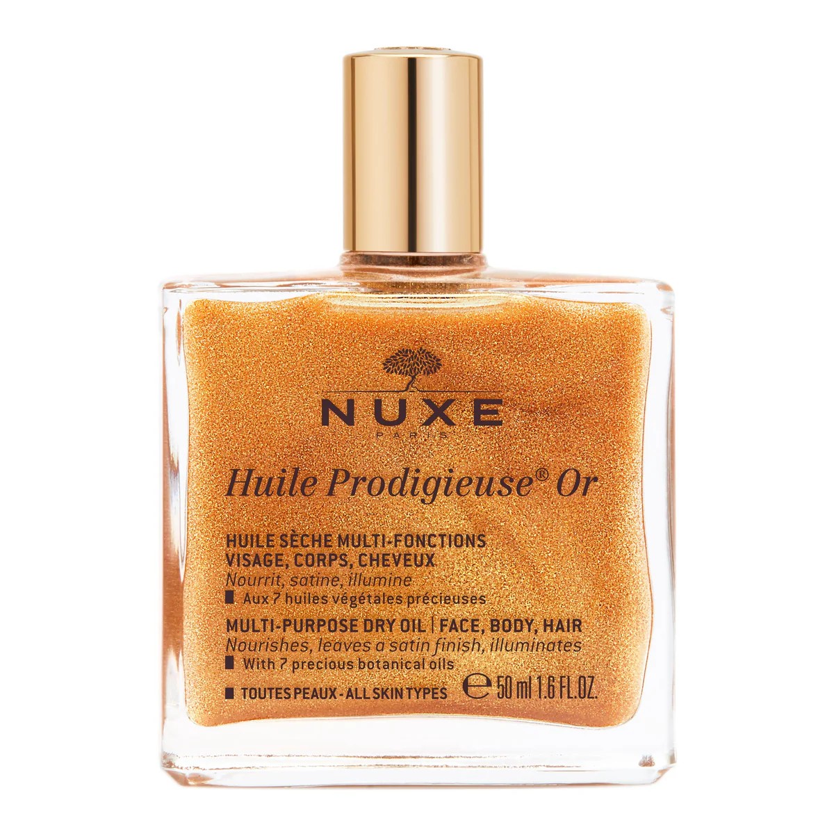 Nuxe Huile Prodigieuse OR Altın Parıltılı Yüz Vücut Saçlar İçin Çok Amaçlı Kuru Yağ 50 ml