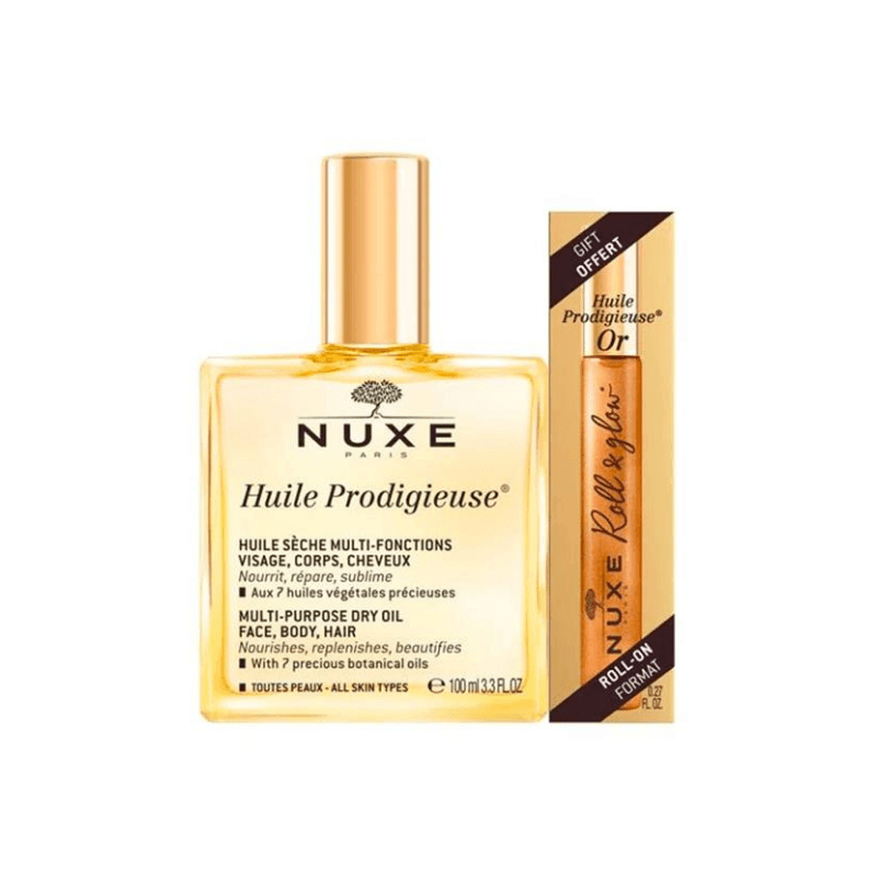 Nuxe Huile Prodigieuse Çok Amaçlı Kuru Yağ 100 ml + Işıltılı Roll-on Kuru Yağ 8 ml