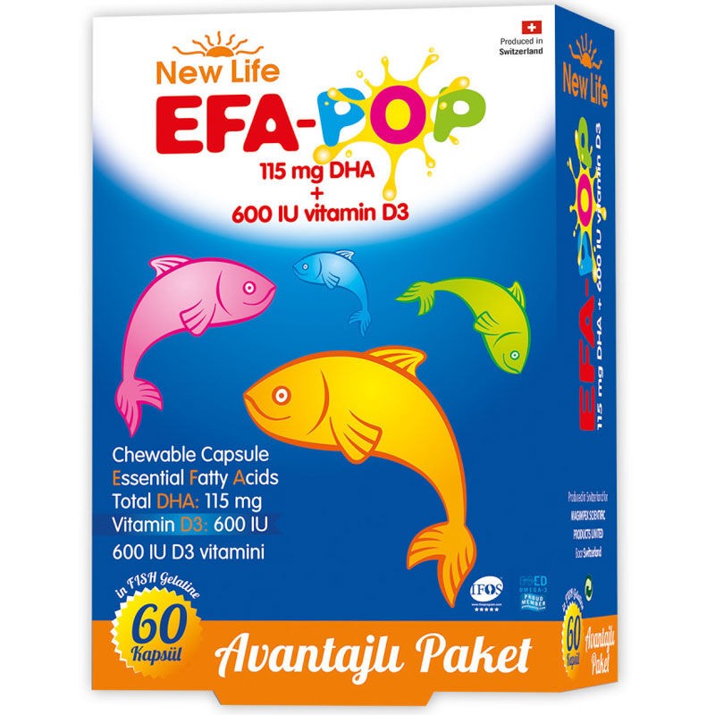 New Life EFA Pop Balık Yağı Takviye Edici Gıda 60 Çiğnenebilir Kapsül