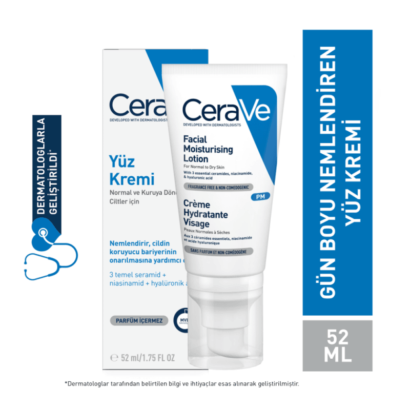 Cerave Yüz Nemlendirici Normal & Kuruya Dönük Ciltler için Krem 52 ml