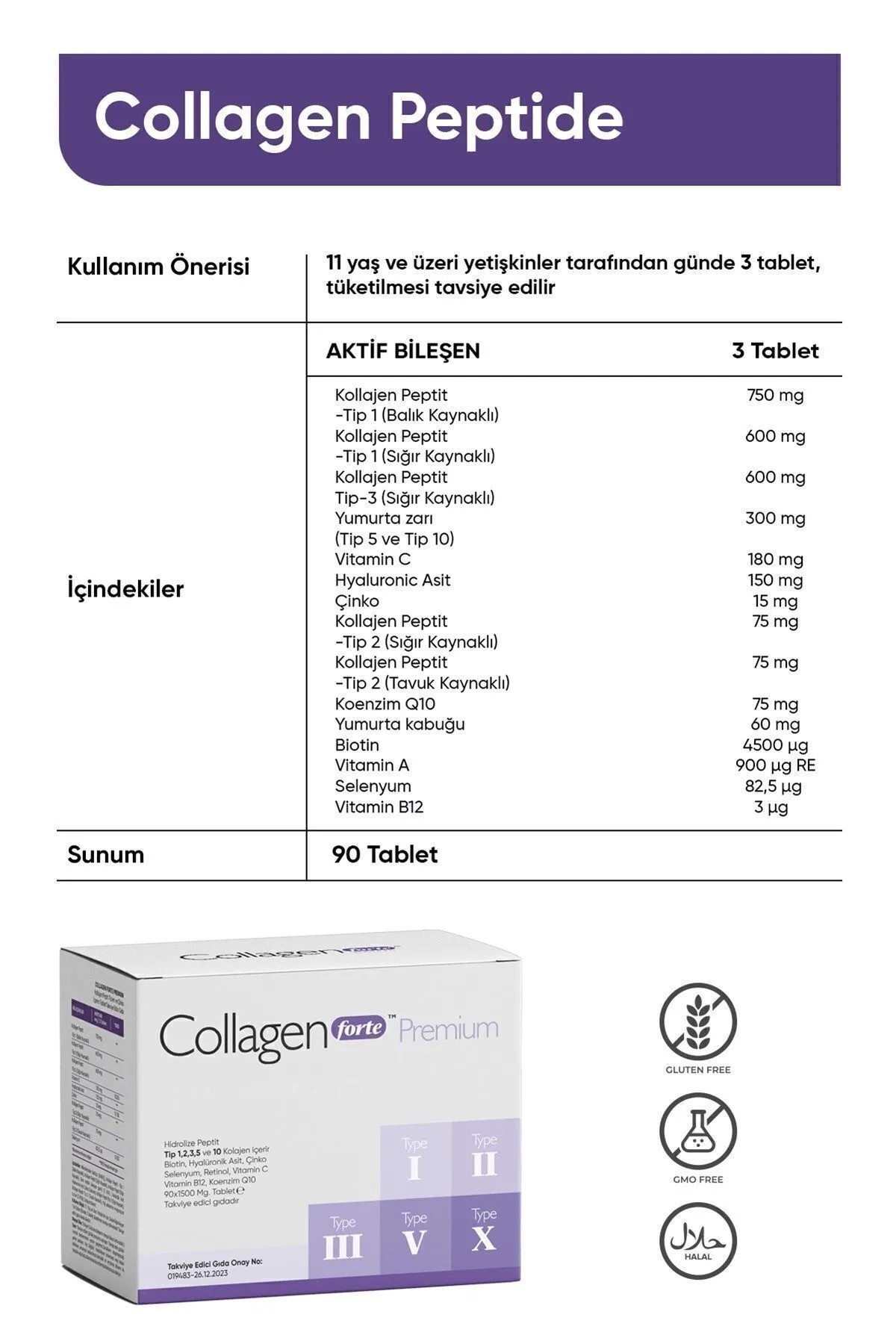 Collagen Forte Premium 1500 mg 90 Tablet