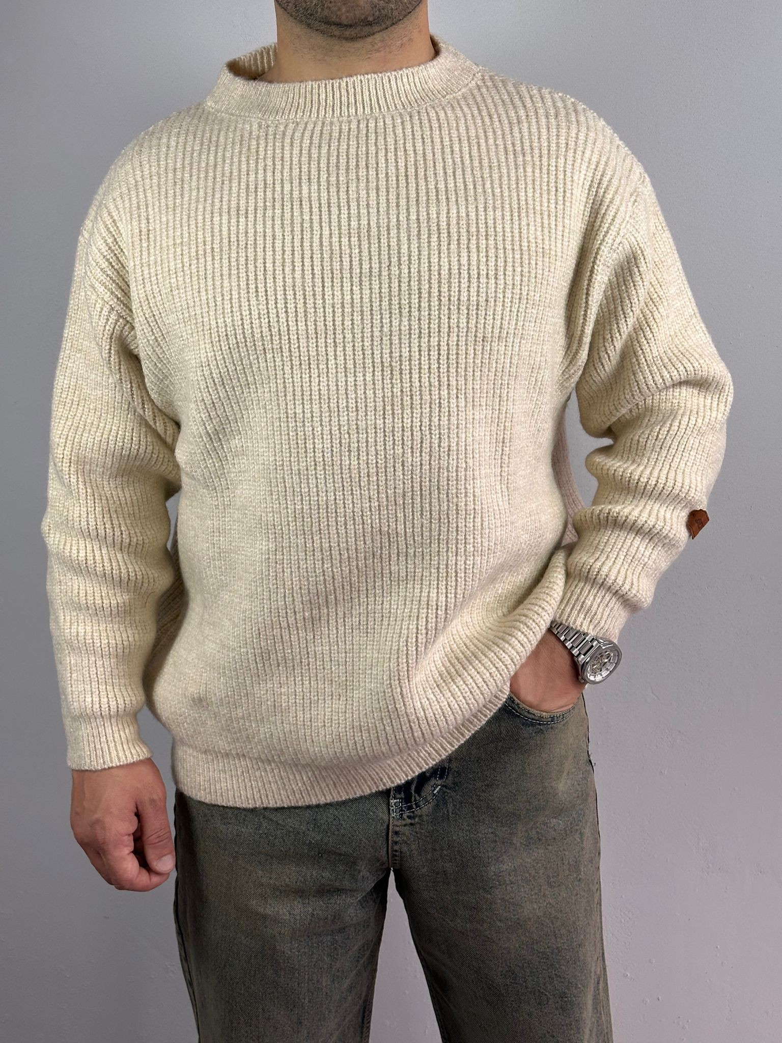Giesto  Oversize Triko Kazak - Ekru