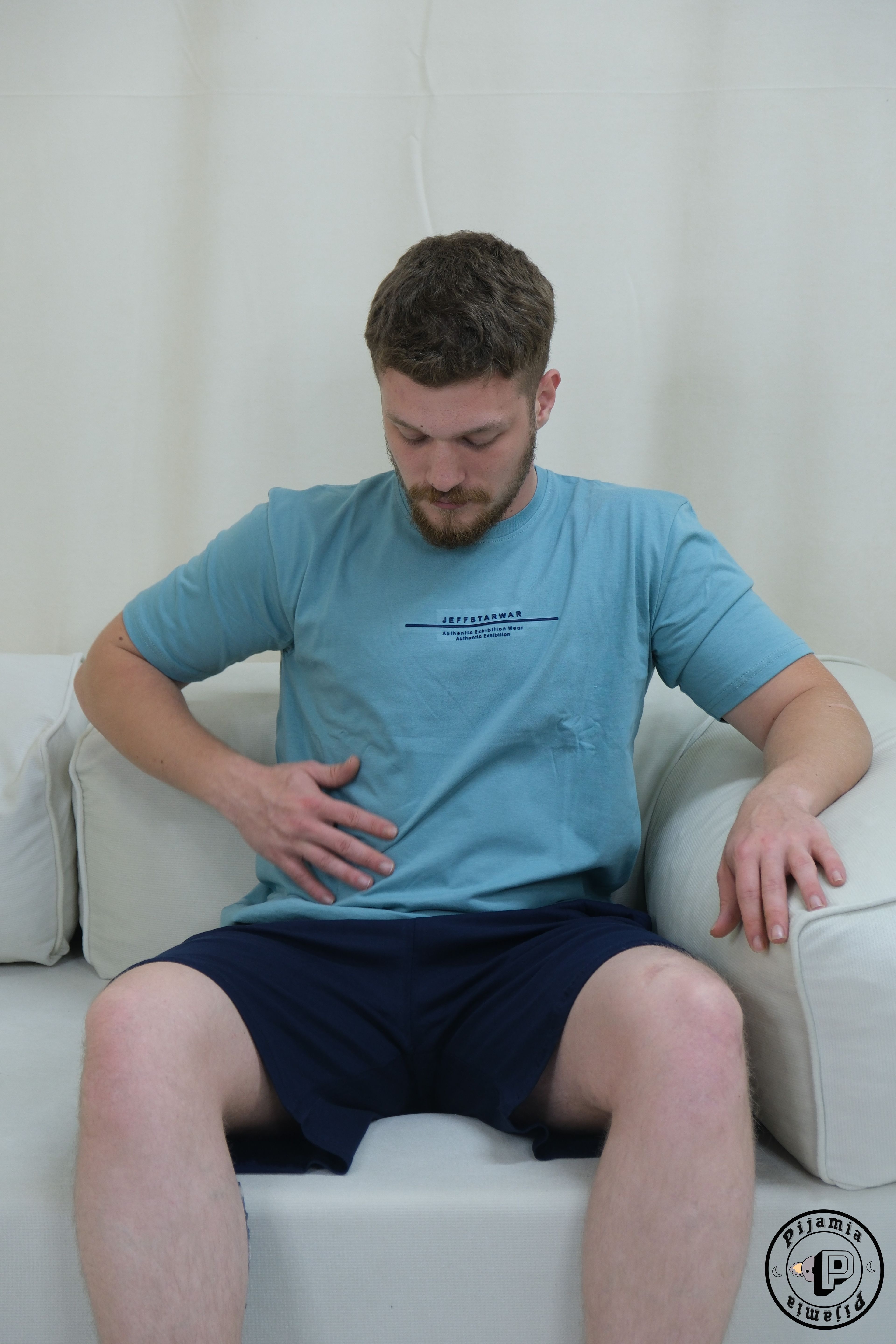 MAVİ ŞORTLU KISA KOLLU ERKEK PİJAMA TAKIMI