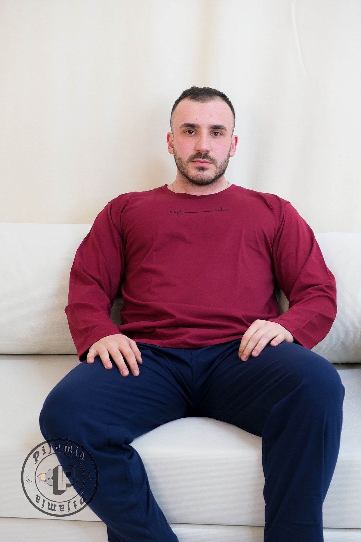 KIRMIZI LACİVERT UZUN KOL ERKEK PİJAMA TAKIMI