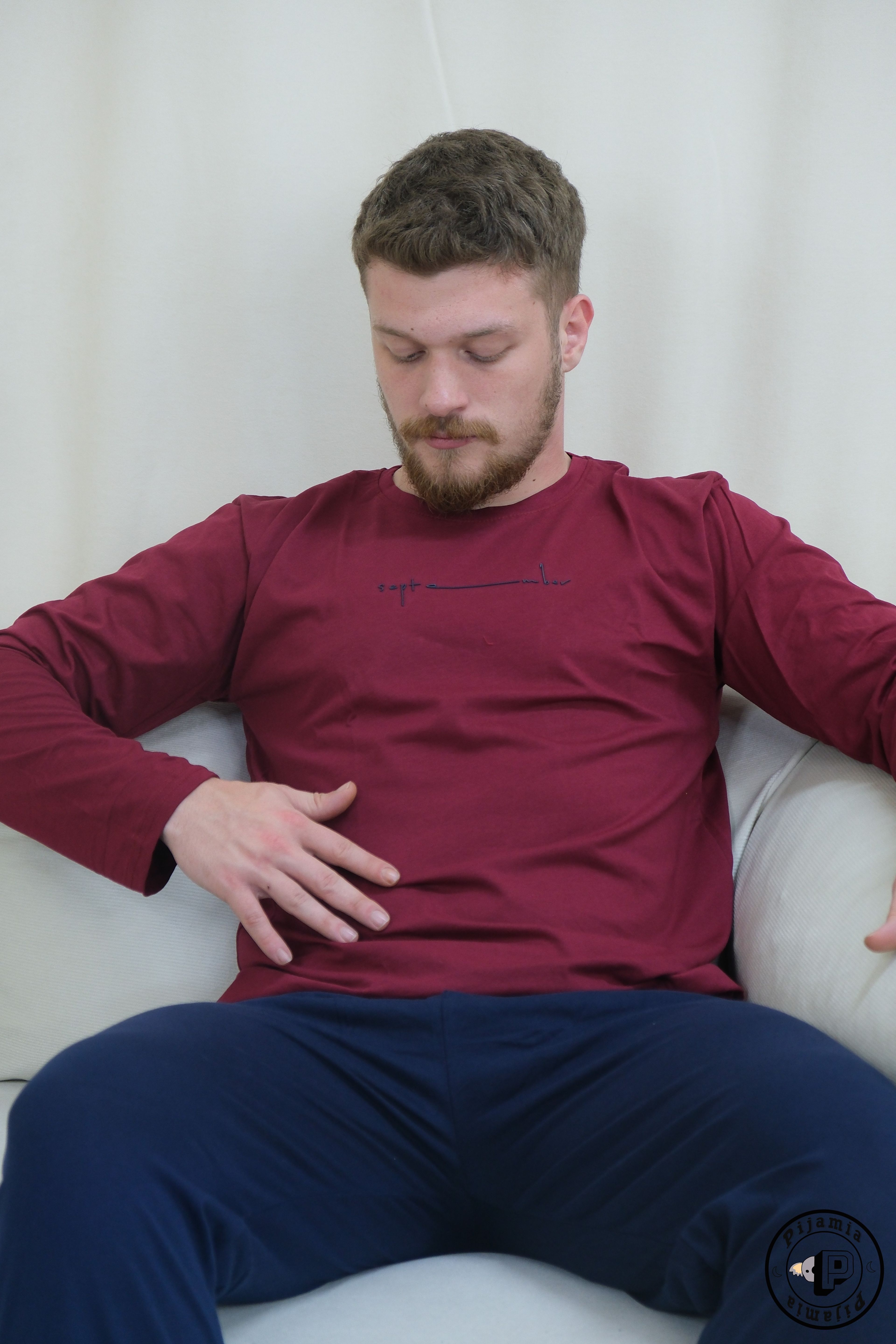 KIRMIZI LACİVERT UZUN KOL ERKEK PİJAMA TAKIMI