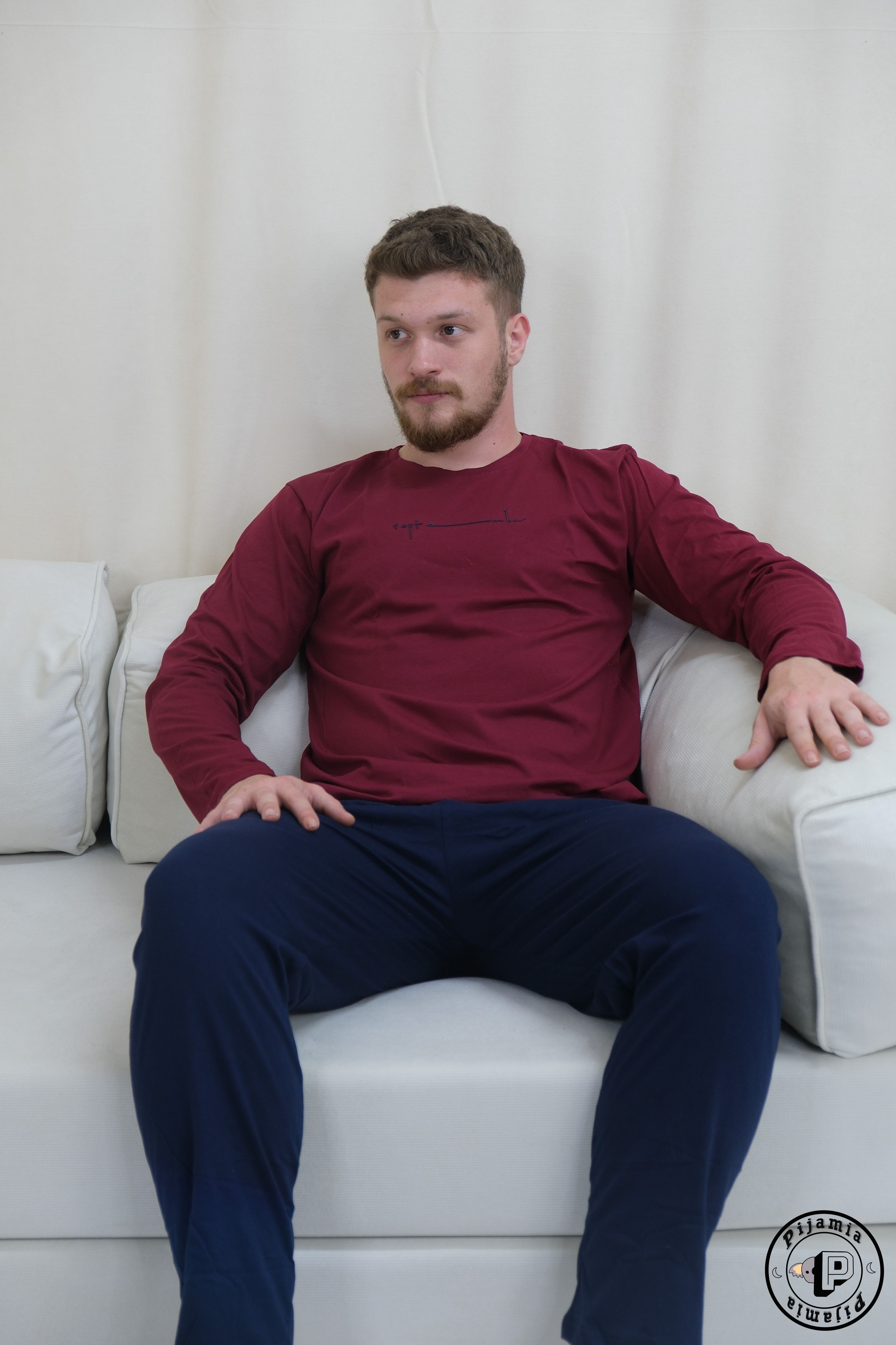 KIRMIZI LACİVERT UZUN KOL ERKEK PİJAMA TAKIMI