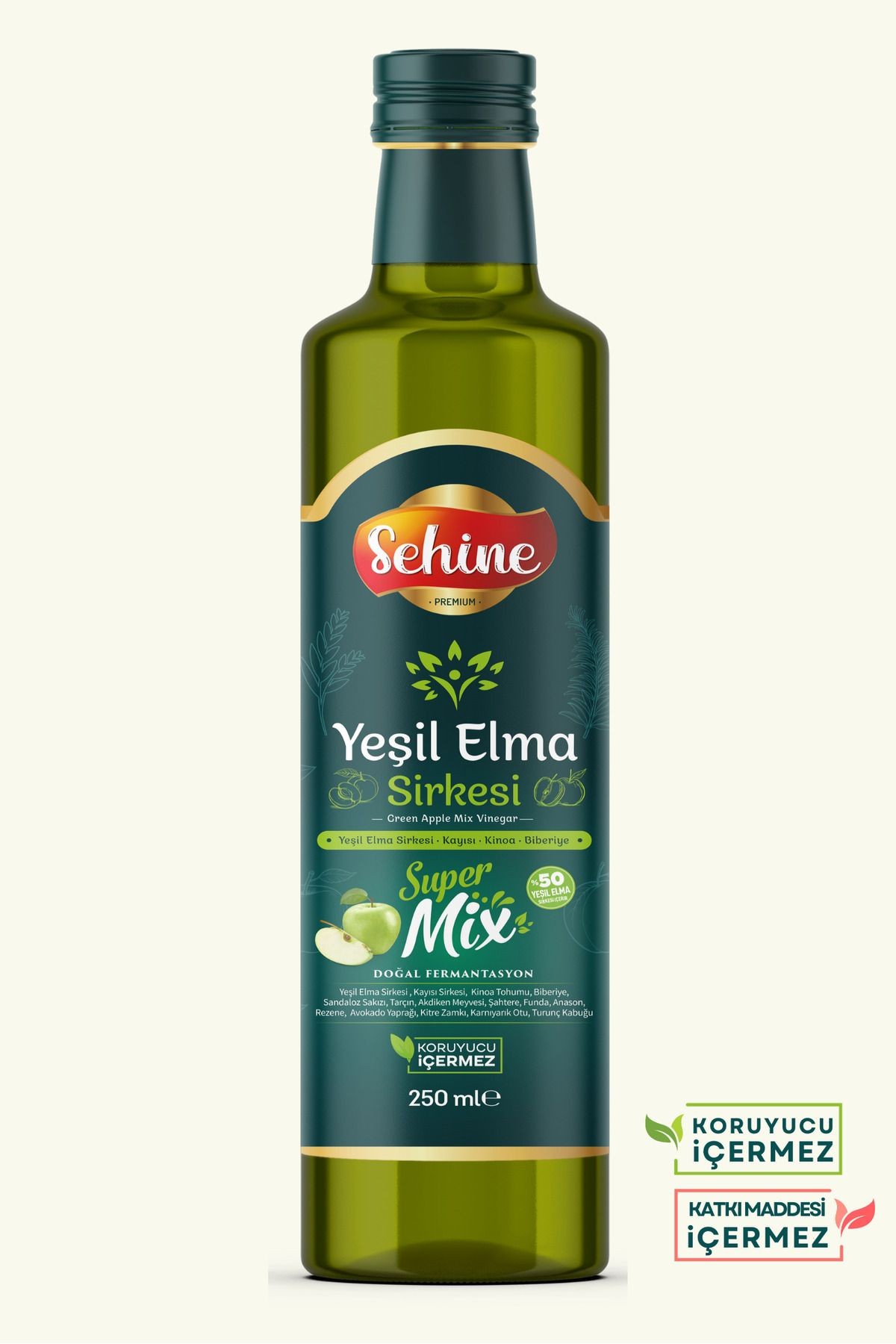 Yeşil Elma Sirkesi, Doğal Fermantasyon, Süpermix, 250ml