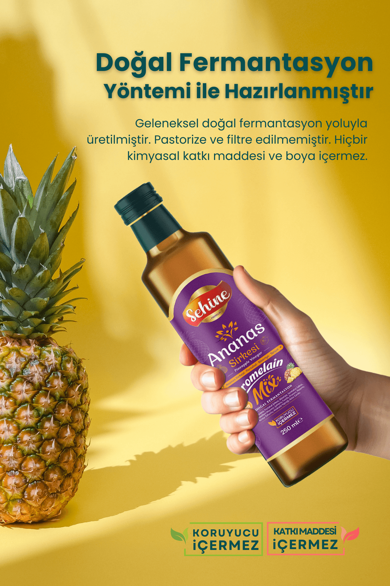 Ananas Sirkesi, Bromelain Mix, Doğal Fermantasyon 250 ml