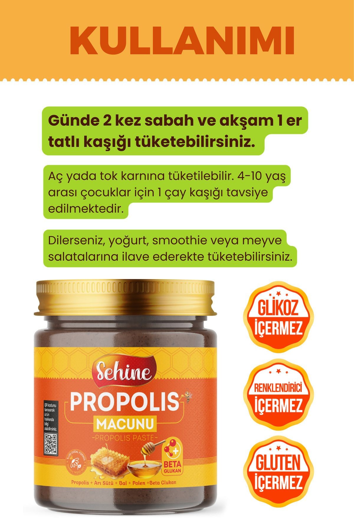 Propolis Macunu - Arı Sütü, Bal, Polen ve Beta Glukan Destekli, 240gr