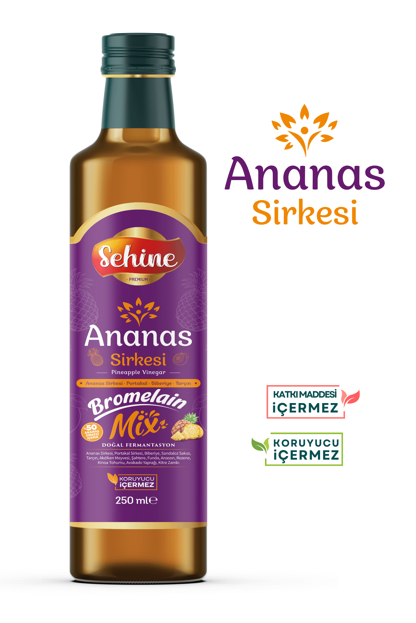 Ananas Sirkesi, Bromelain Mix, Doğal Fermantasyon 250 ml